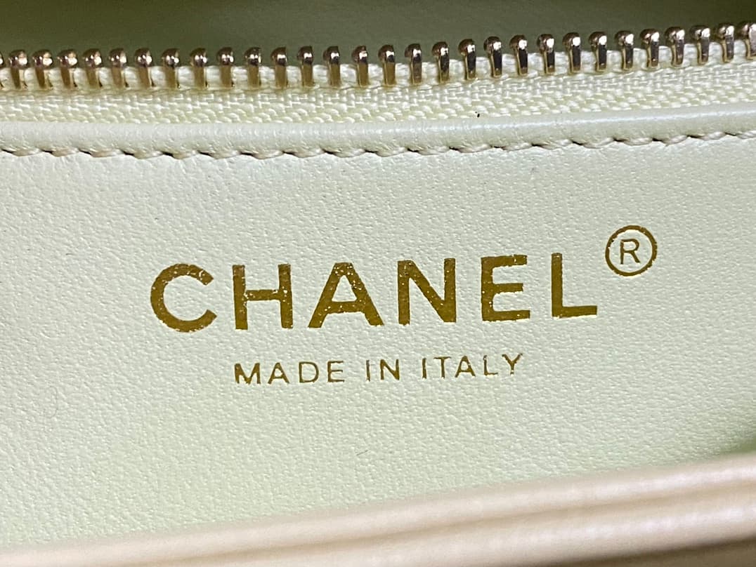 Chanel MINI FLAP BAG WITH TOP HANDLE AS4654 Lambskin &Gold-Tone Metal Yellow A