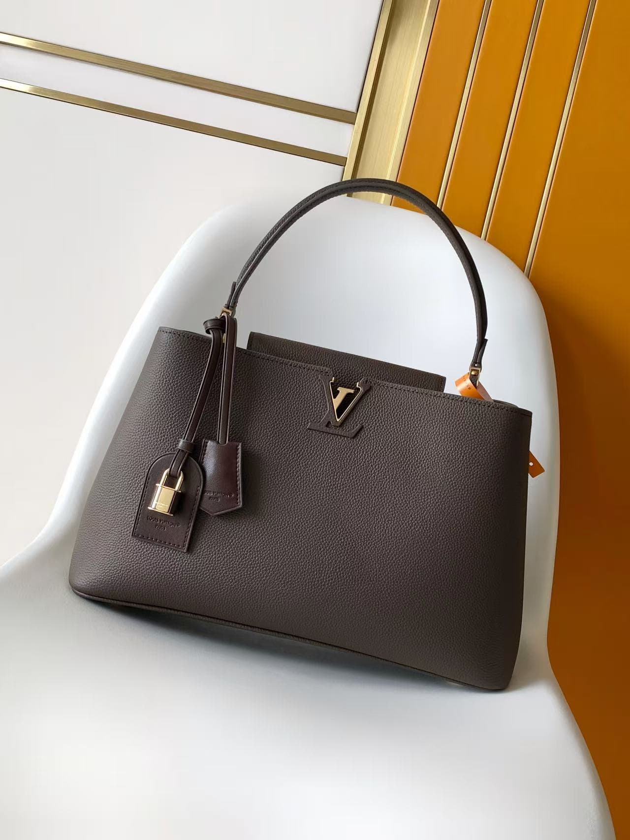 Louis Vuitton Capucines Souple Grain Taurillon Leather Chocolate Brown M26264 TOP