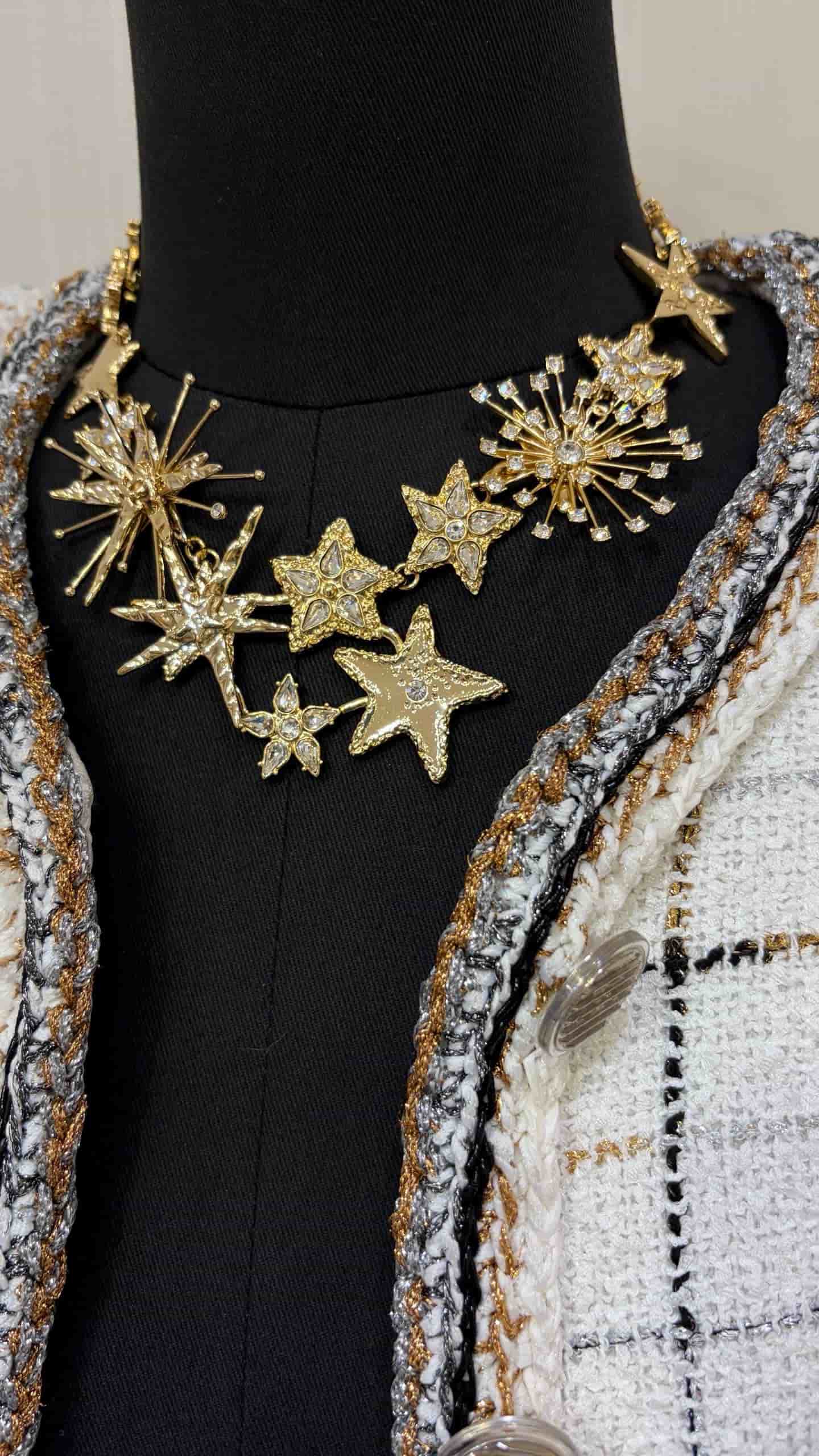 Chanel Necklace Metal & Strass Golden & Crystal High