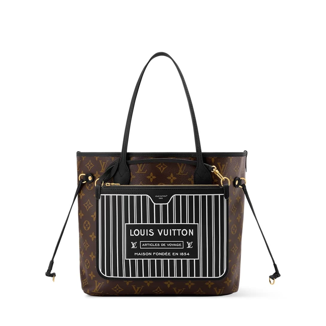 Louis Vuitton Neverfull Inside Out MM Black cowhide leather/Monogram Coated Canvas M11946 TOP