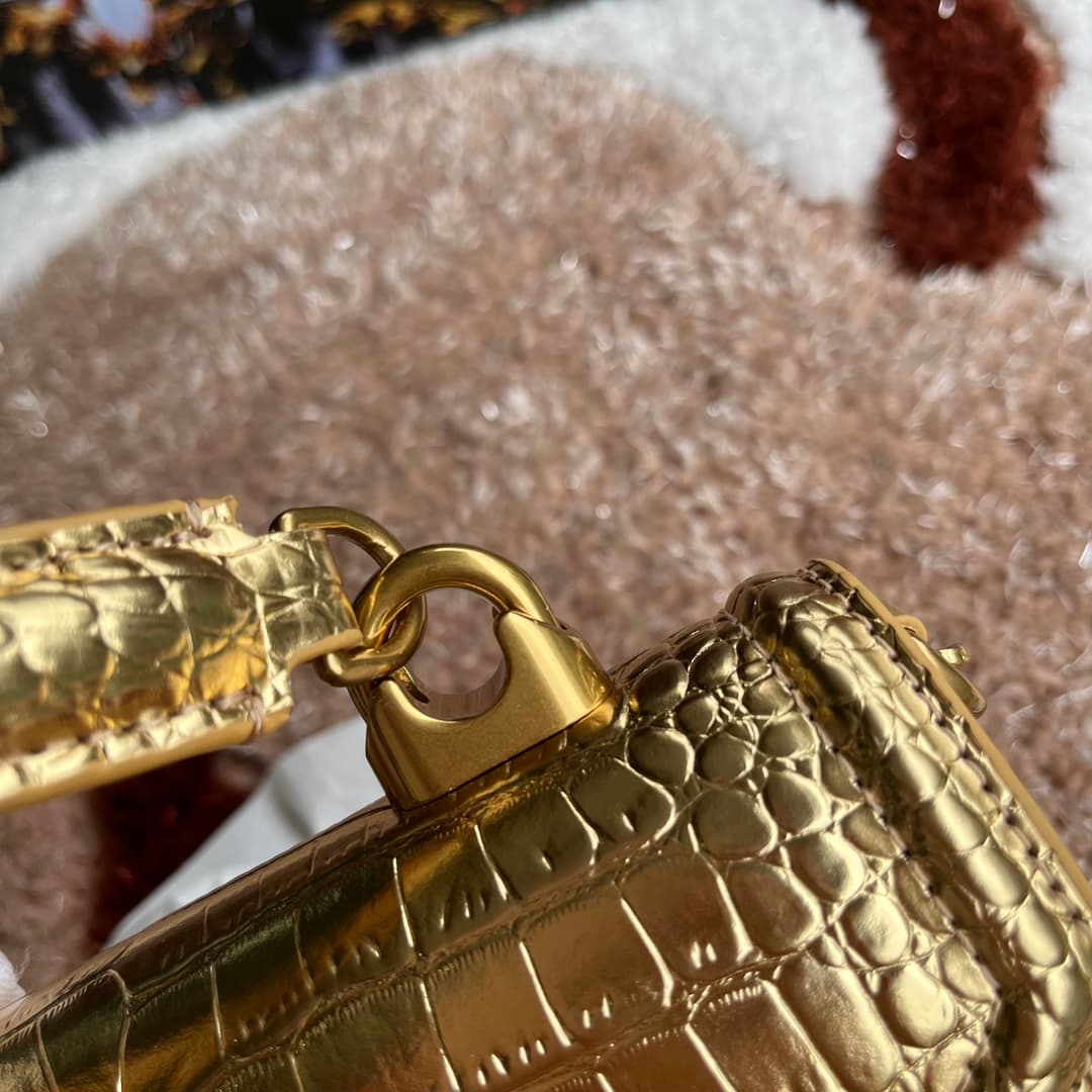 Dolce & Gabbana Small Devotion bag in crocodile-effect calfskin Gold High