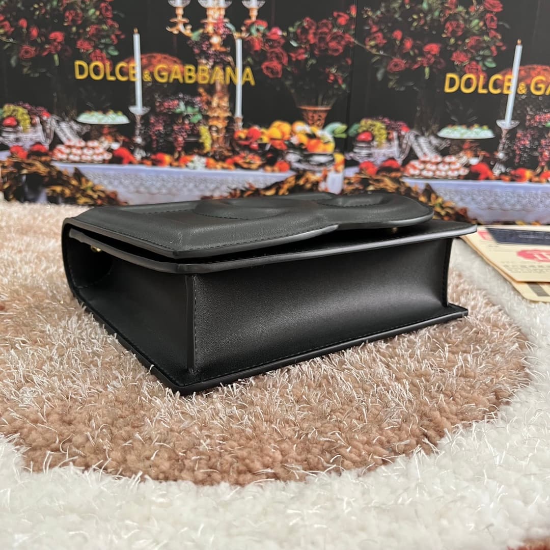 Dolce & Gabbana Black calf leather DG Logo crossbody bag high