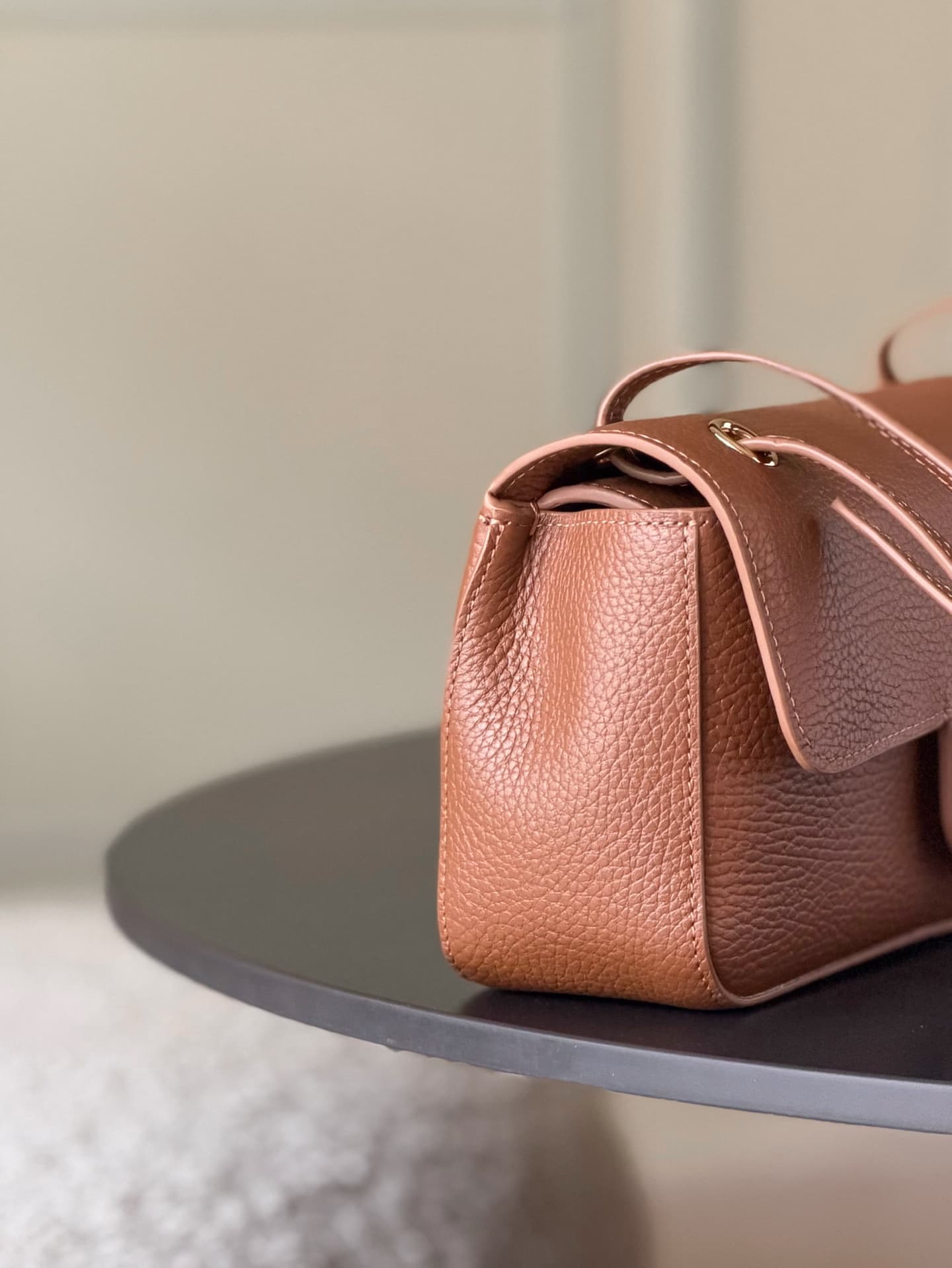 CHANEL Mini flap bag Grained Calfskin&Gold-tone metal Caramel AS6573 A