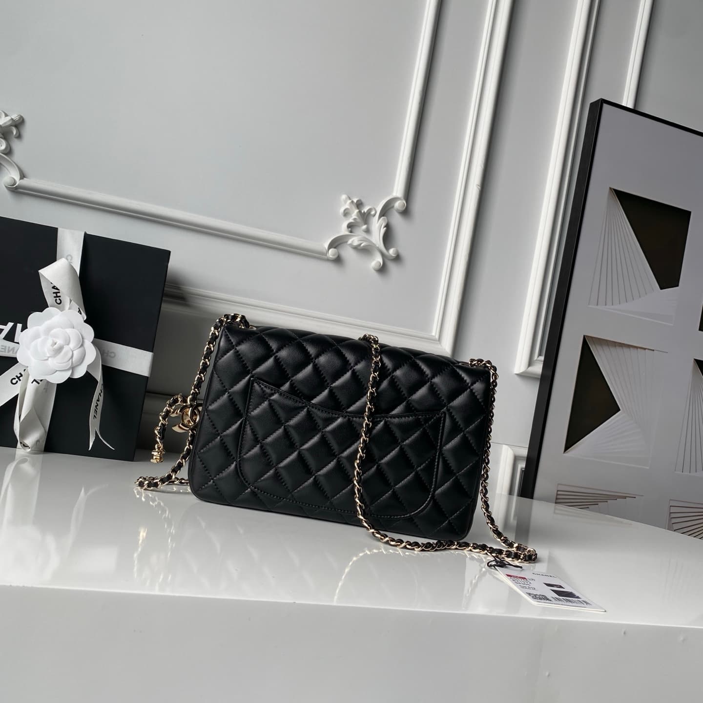 Chanel Classic Flap Bag Lambskin & Gold-Tone Metal AS5756 Black High