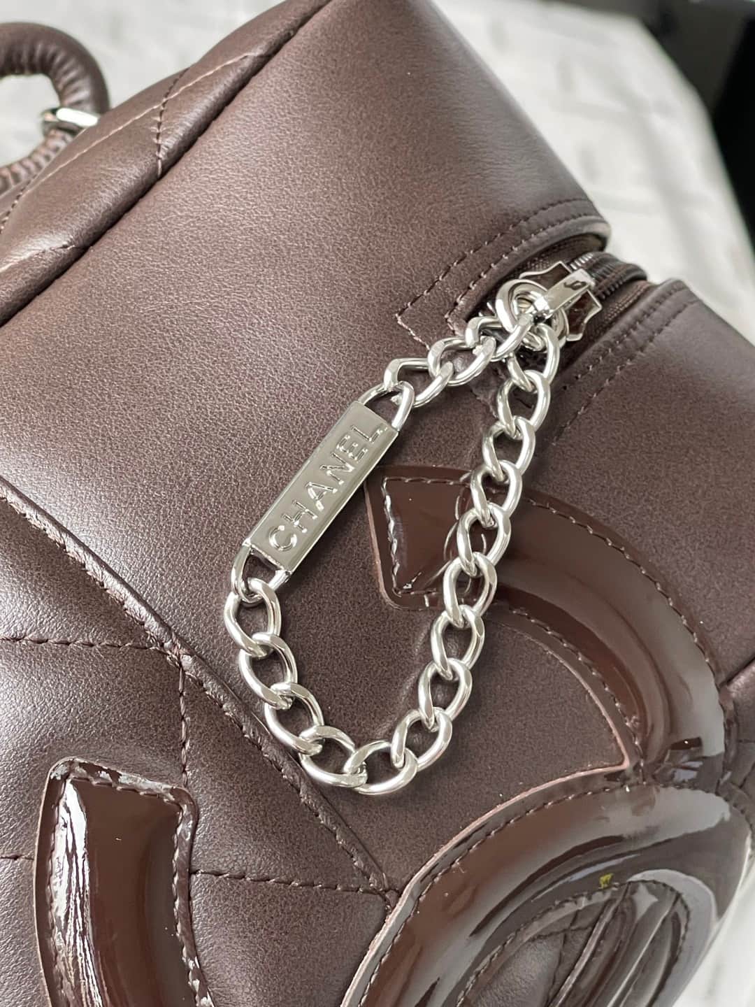 Chanel Cambon Ligne Bowler bag Calfskin & Silver-Tone Metal AS25171 Dark Brown High