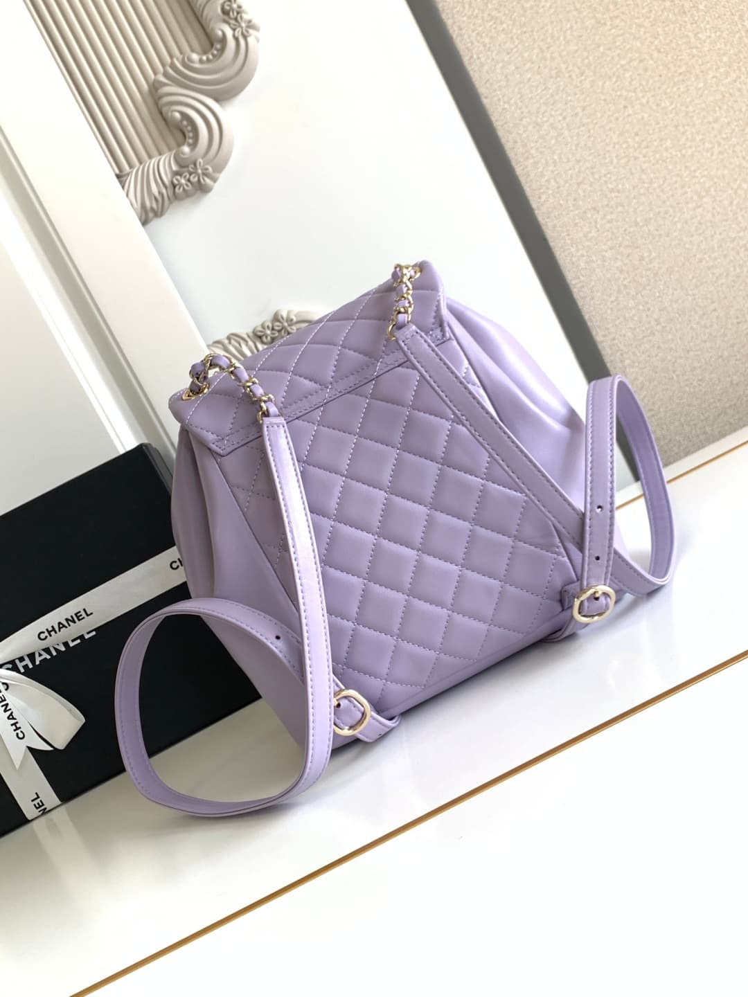 Chanel Medium Quilted Duma Backpack Lambskin AS3618 Purple A