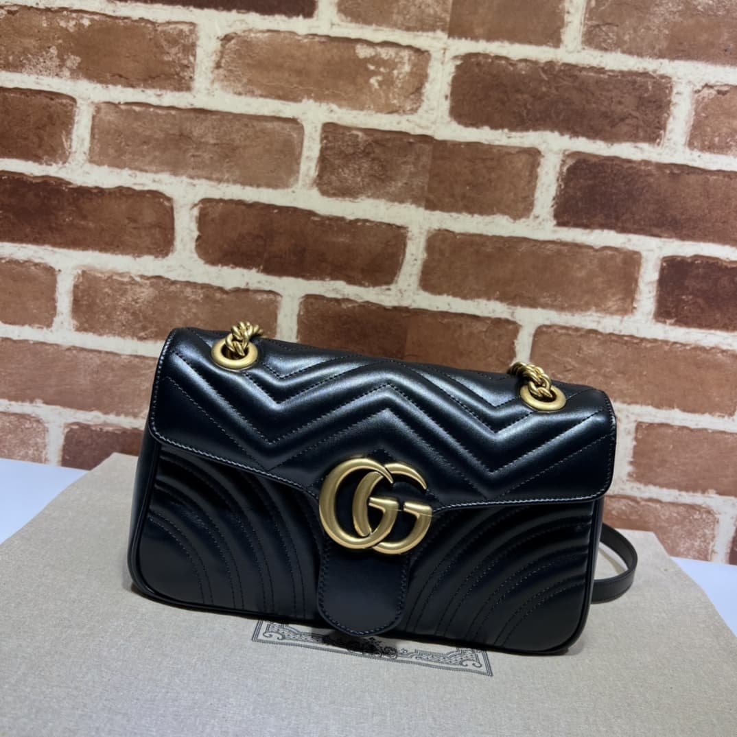 GG Marmont small matelassé shoulder bag 443497 black High