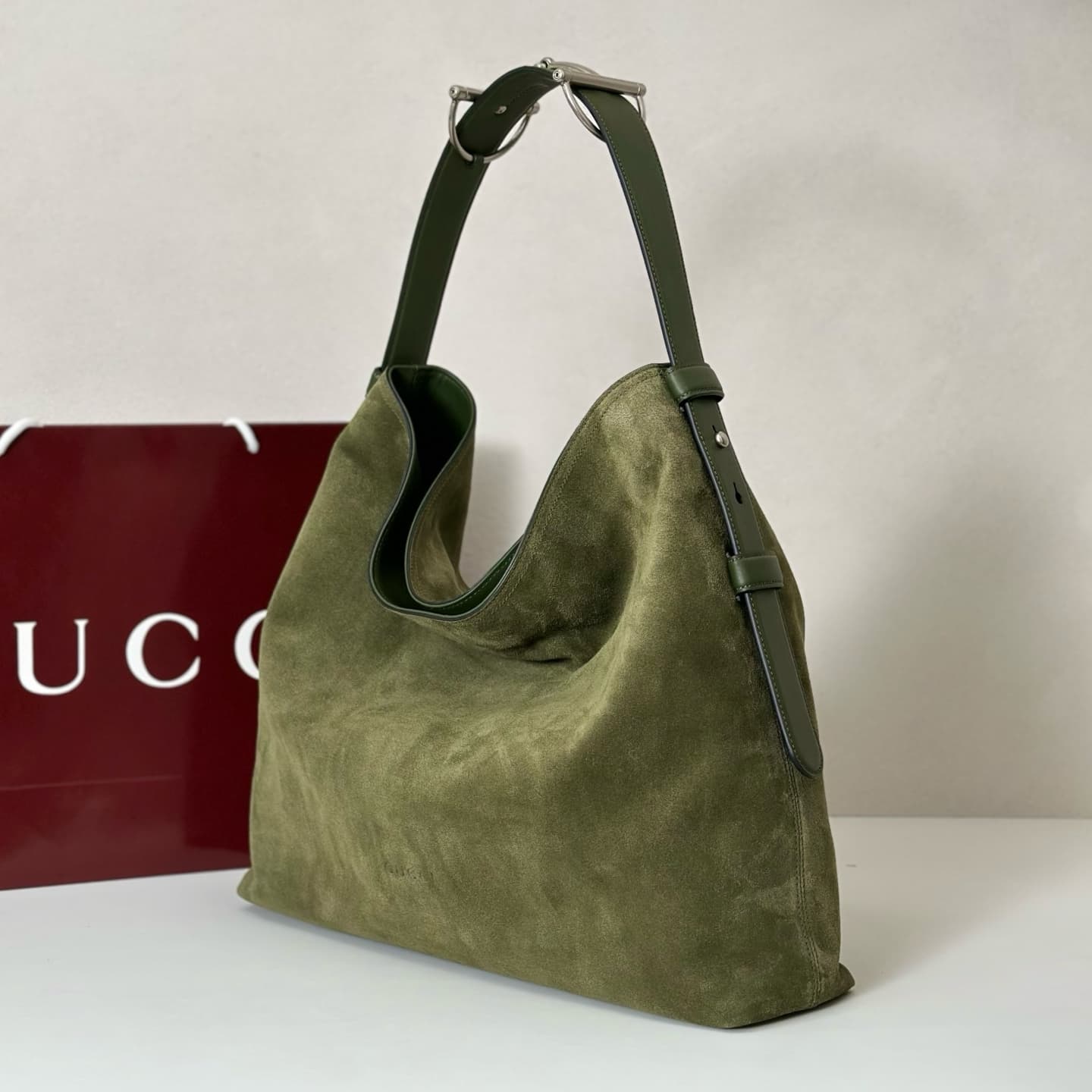 Gucci Beatrix large tote bag 850546 Green Suede High
