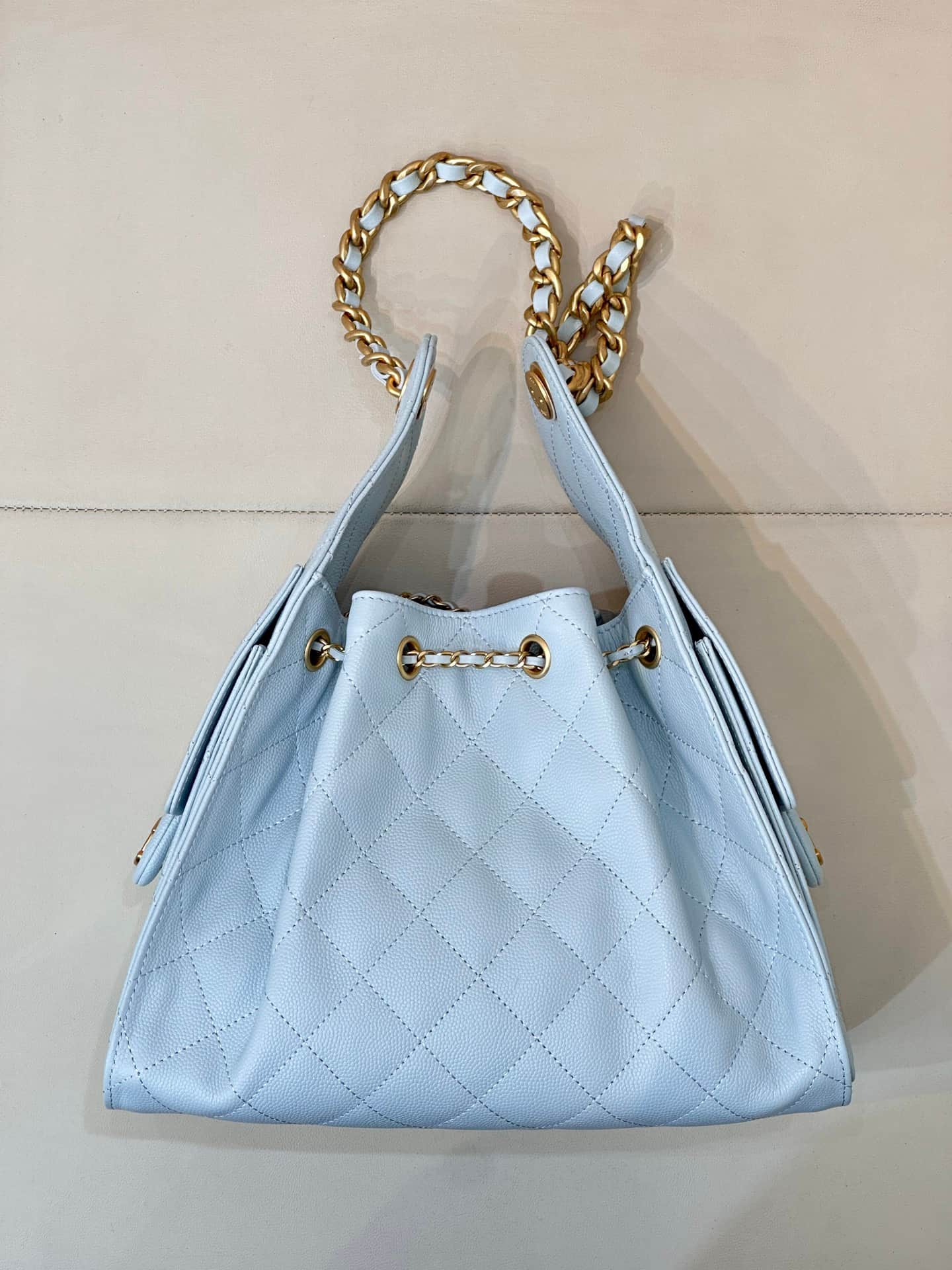 Chanel 25 Small Hobo handbag AS5293 Grained Calfskin & Gold-tone Metal Blue TOP