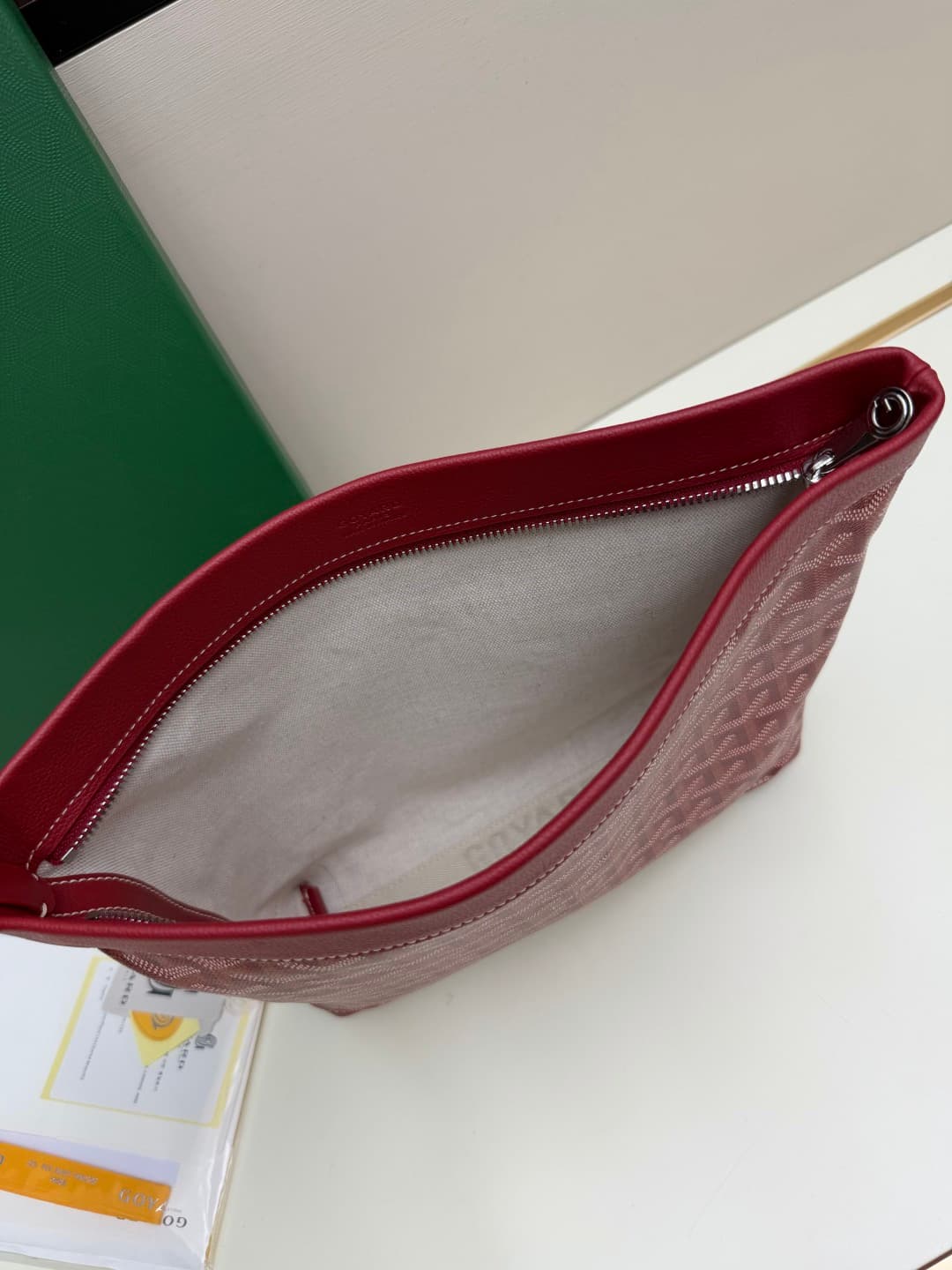 Goyard Conti pouch Goyardine canvas and Chevroches Calfskin Burgandy High