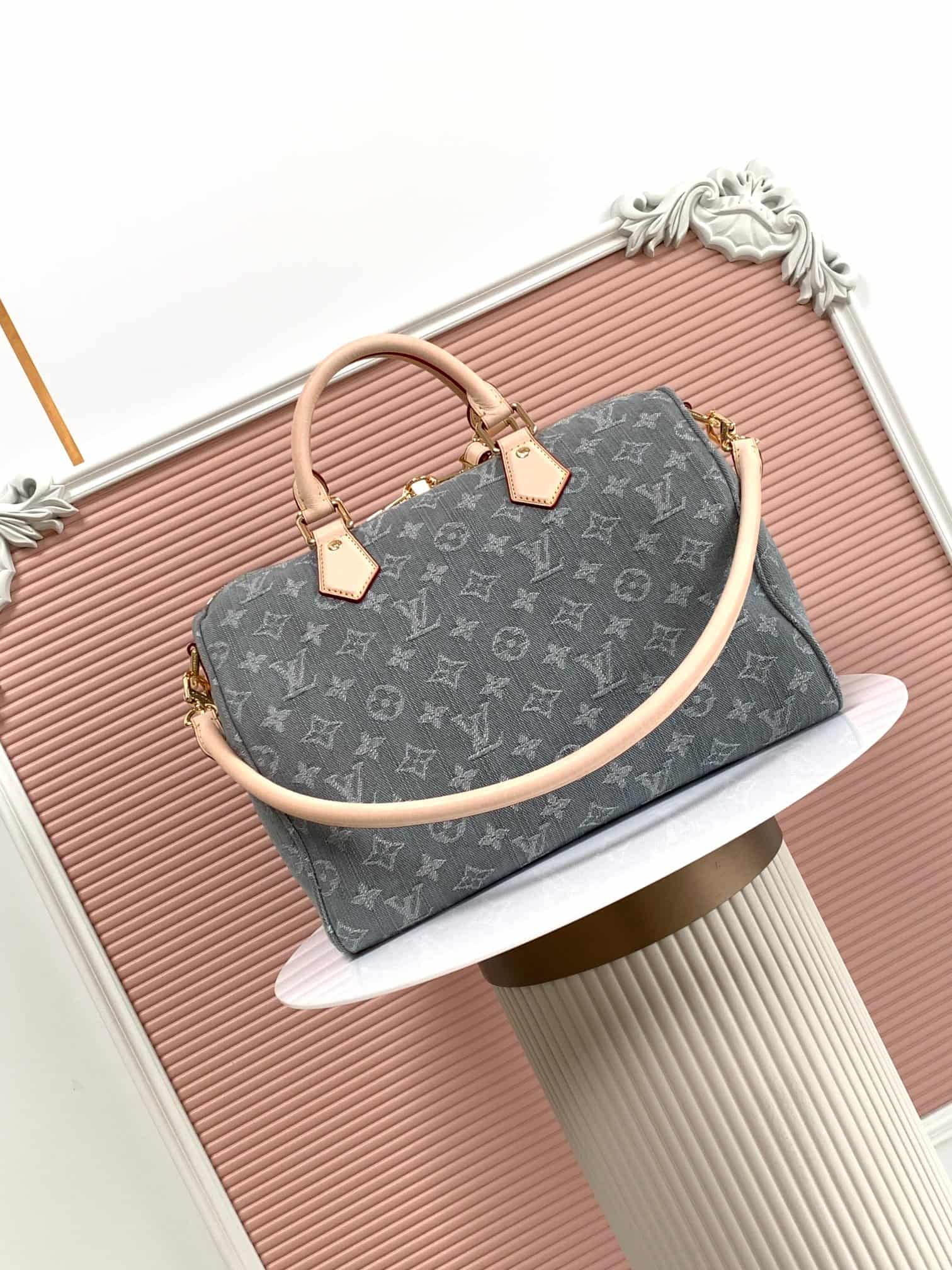 Louis Vuitton Speedy Soft 30 Monogram Washed Gray Denim M13344 High