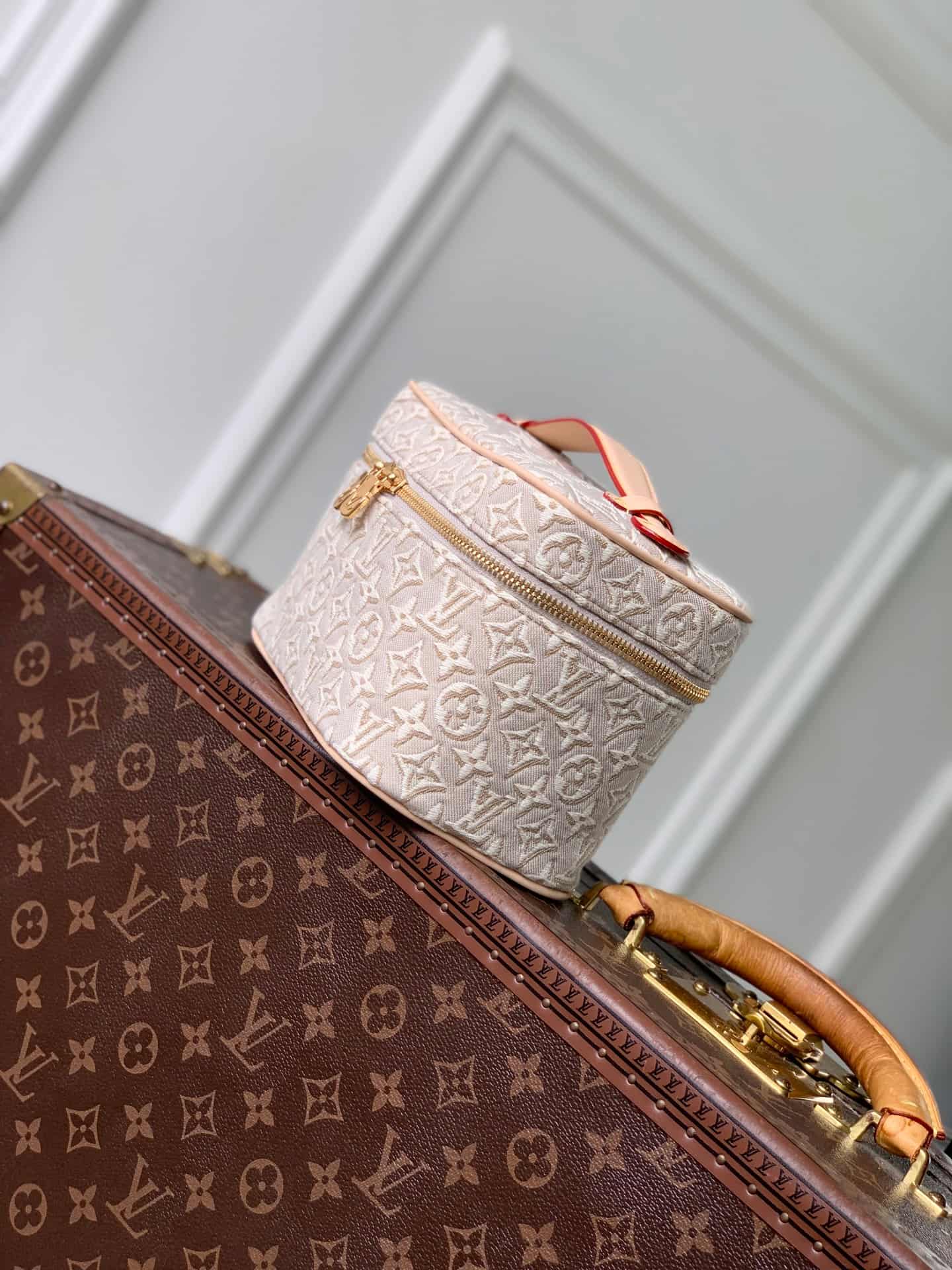 Louis Vuitton Nice Mini Rose Ruban Pink Monogram Emblème cotton canvas M29667 High