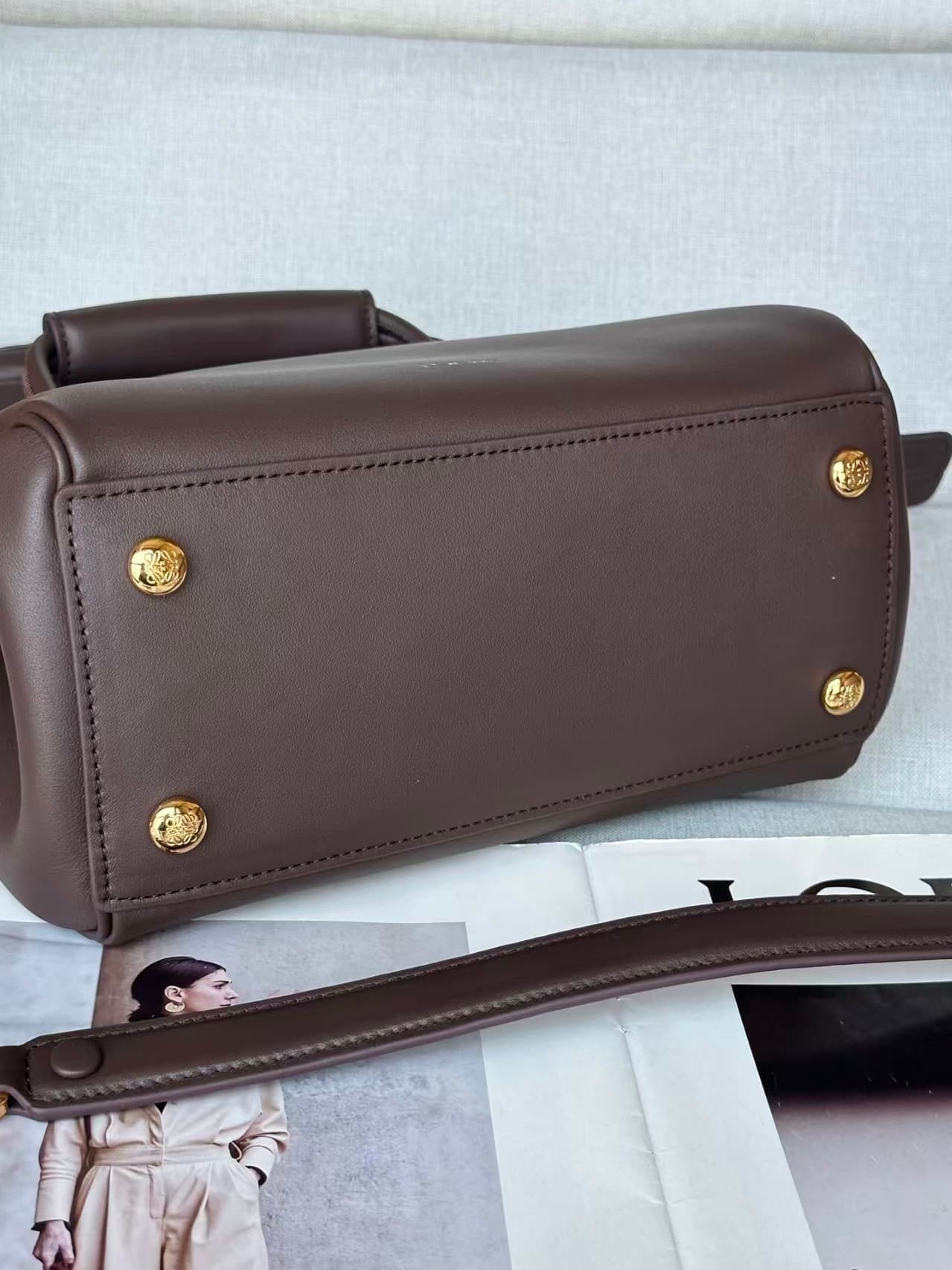 LOEWE Small Madrid bag in supple Calfskin Dark Brown High