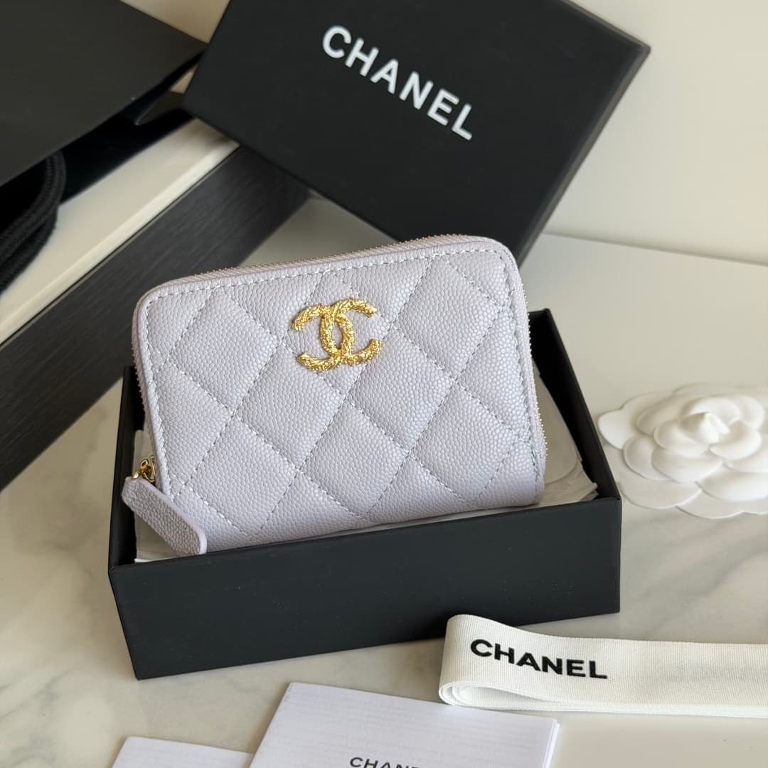 Chanel Coin Purse Shiny Grained Calfskin Strass & Gold-Tone Metal AP5078 High
