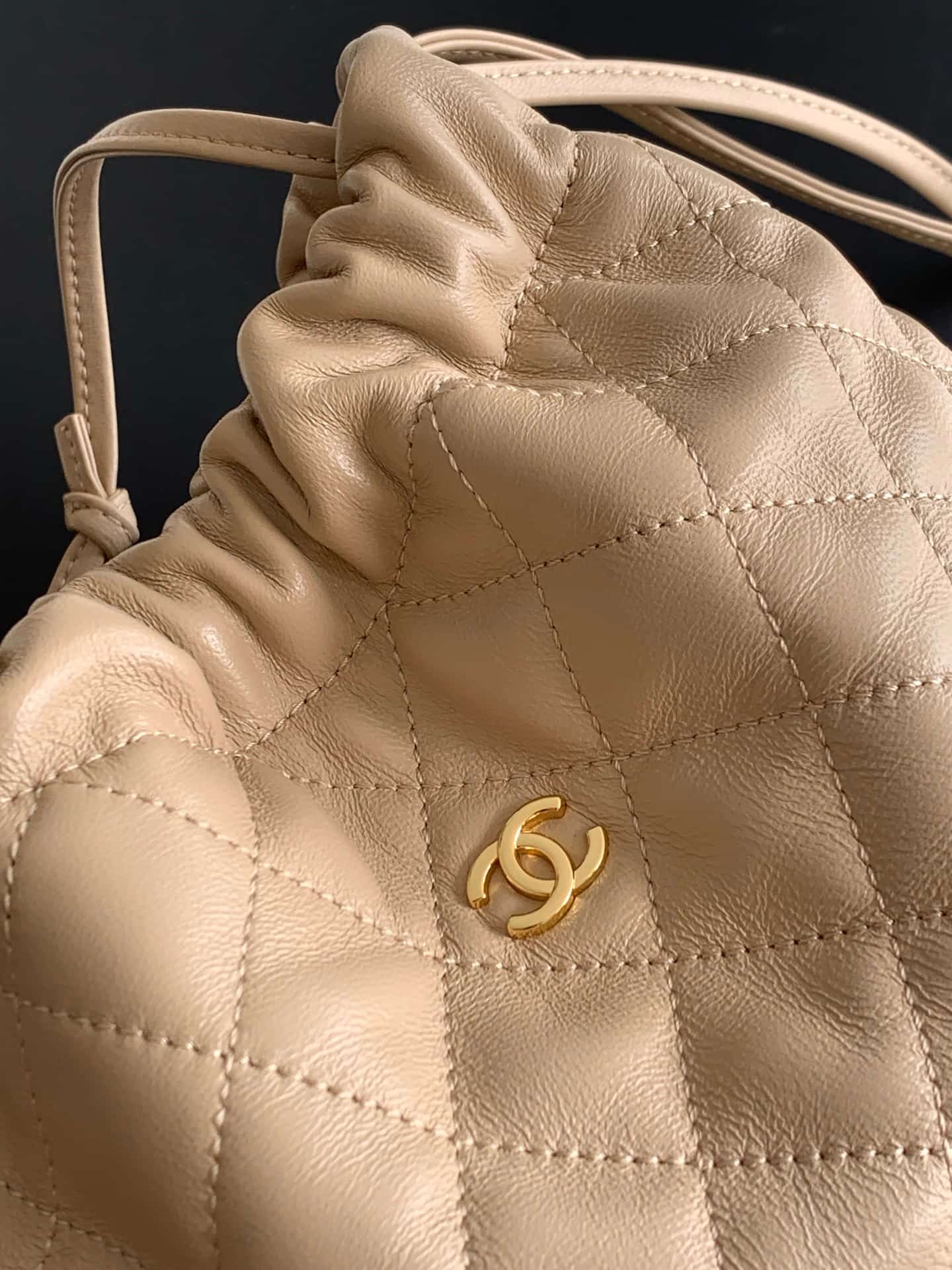 Chanel Clutch with Leather Strap Quilted Leather & Gold-tone Metal AP5227 Beige A