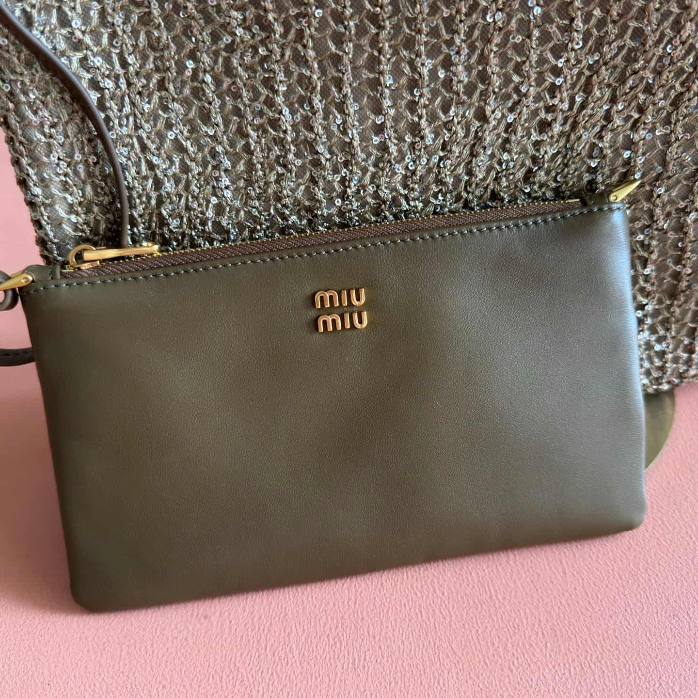 Miu Miu Ivy sequin mesh bag Cocoa Brown 5BG231 TOP