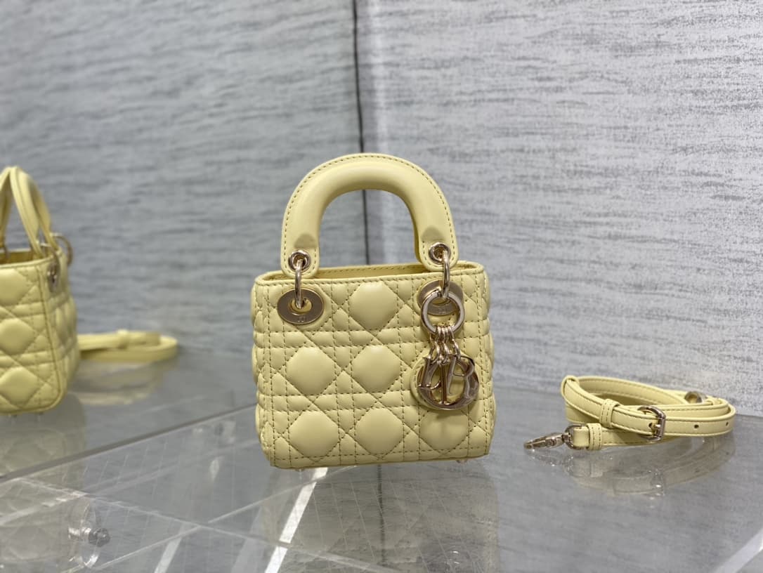 MICRO LADY Dior BAG Cannage Lambskin Yellow High