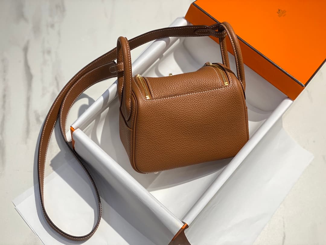 Hermes Lindy Mini Bag Calfskin Leather In Gold High