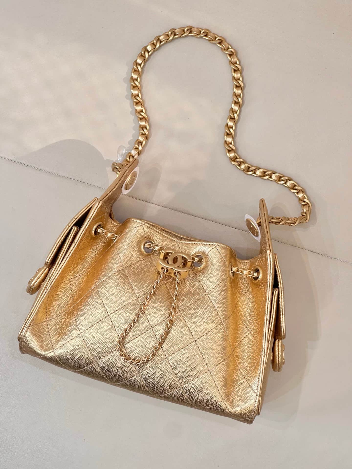 CHANEL 25 Mini Handbag AS5631 Grained Calfskin & Gold-tone Metal Gold TOP