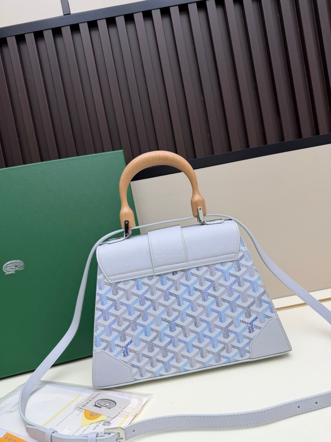 Saïgon PM Bag Goyardine Canvas & Clamecy Cowhide Light Blue High