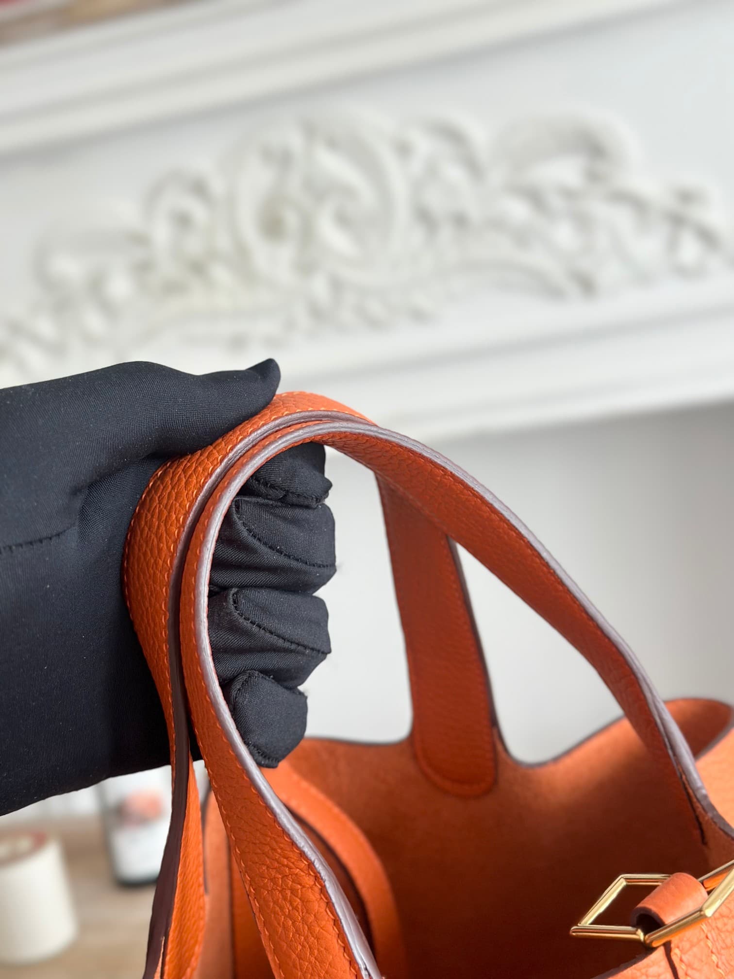 Hermès Picotin Lock 18 Bucket Bag TC Leather Silver/Gold Metal Orange Wax High