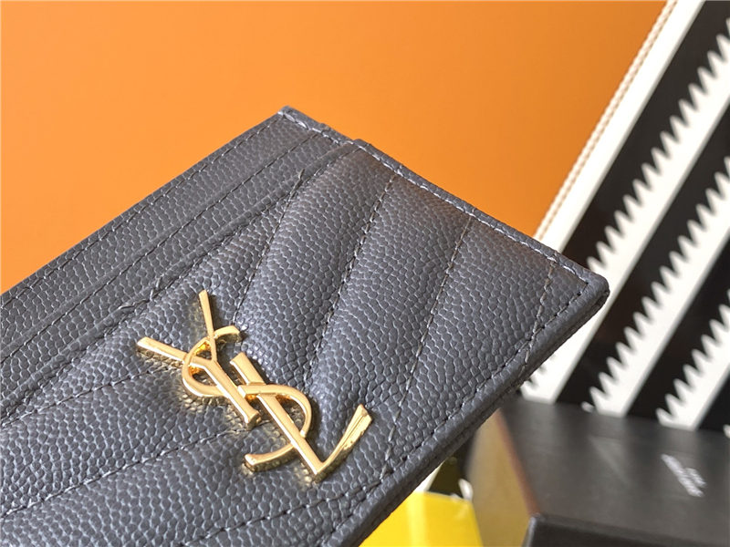 MONOGRAM CARD CASE IN GRAIN DE POUDRE EMBOSSED LEATHER Gold-Metal Grey Blue High