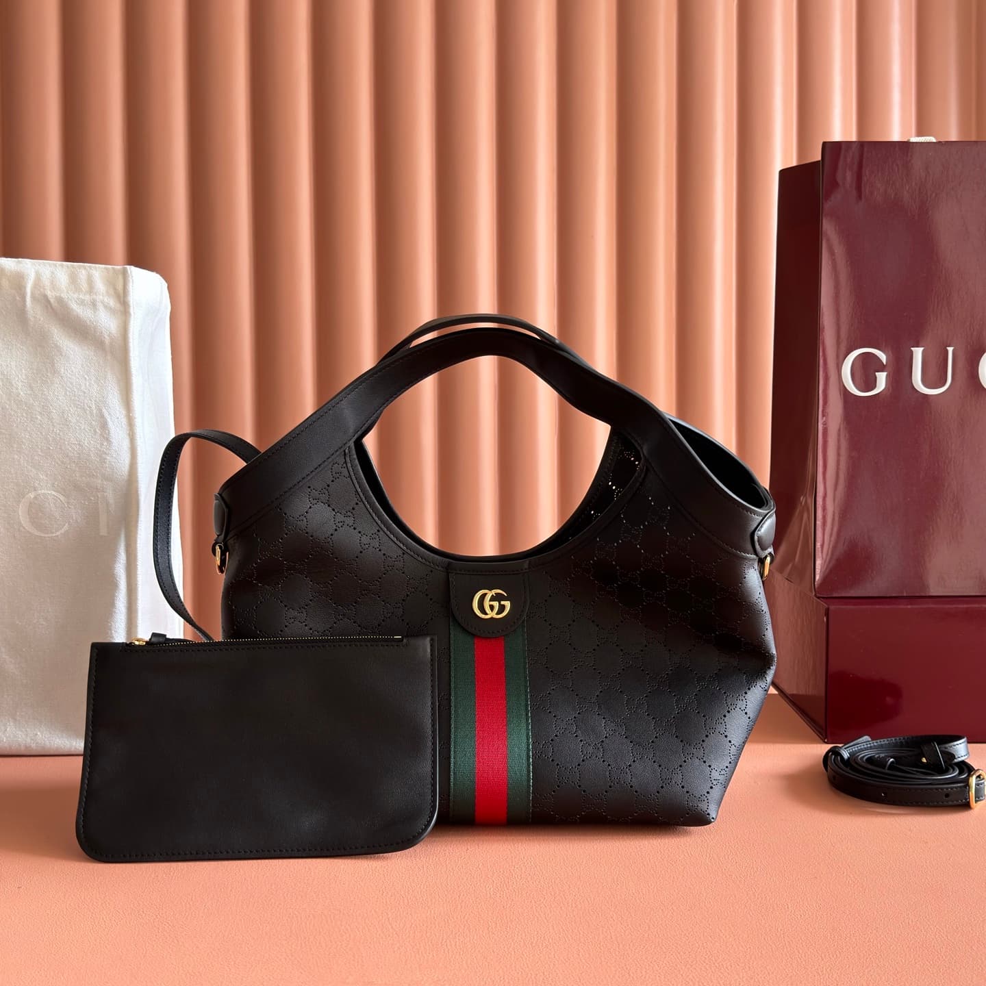 Gucci Giglio small tote bag black GG leather 860845 High