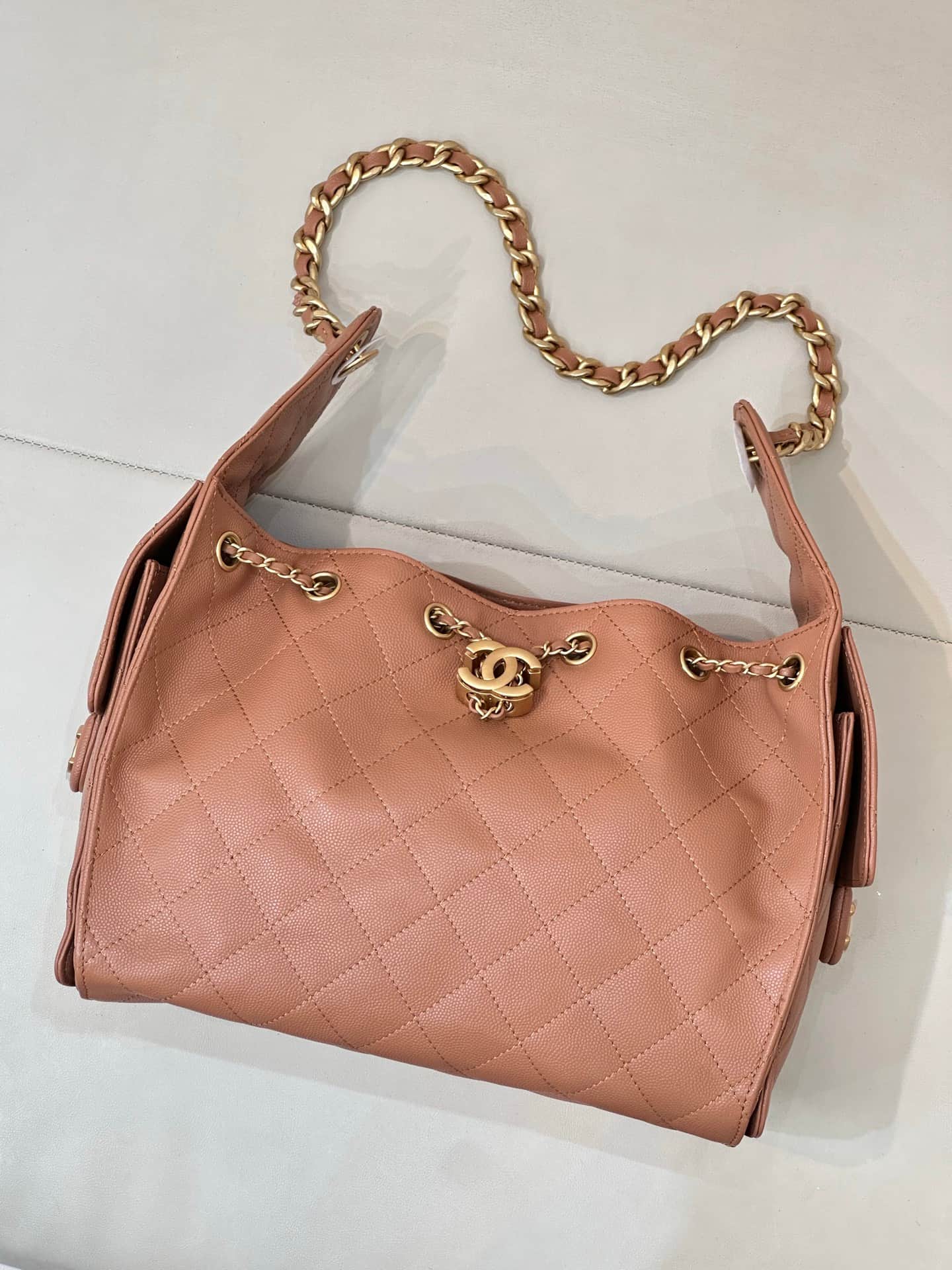 Chanel 25 Small Hobo handbag AS5293 Grained Calfskin & Gold-tone Metal Brown TOP