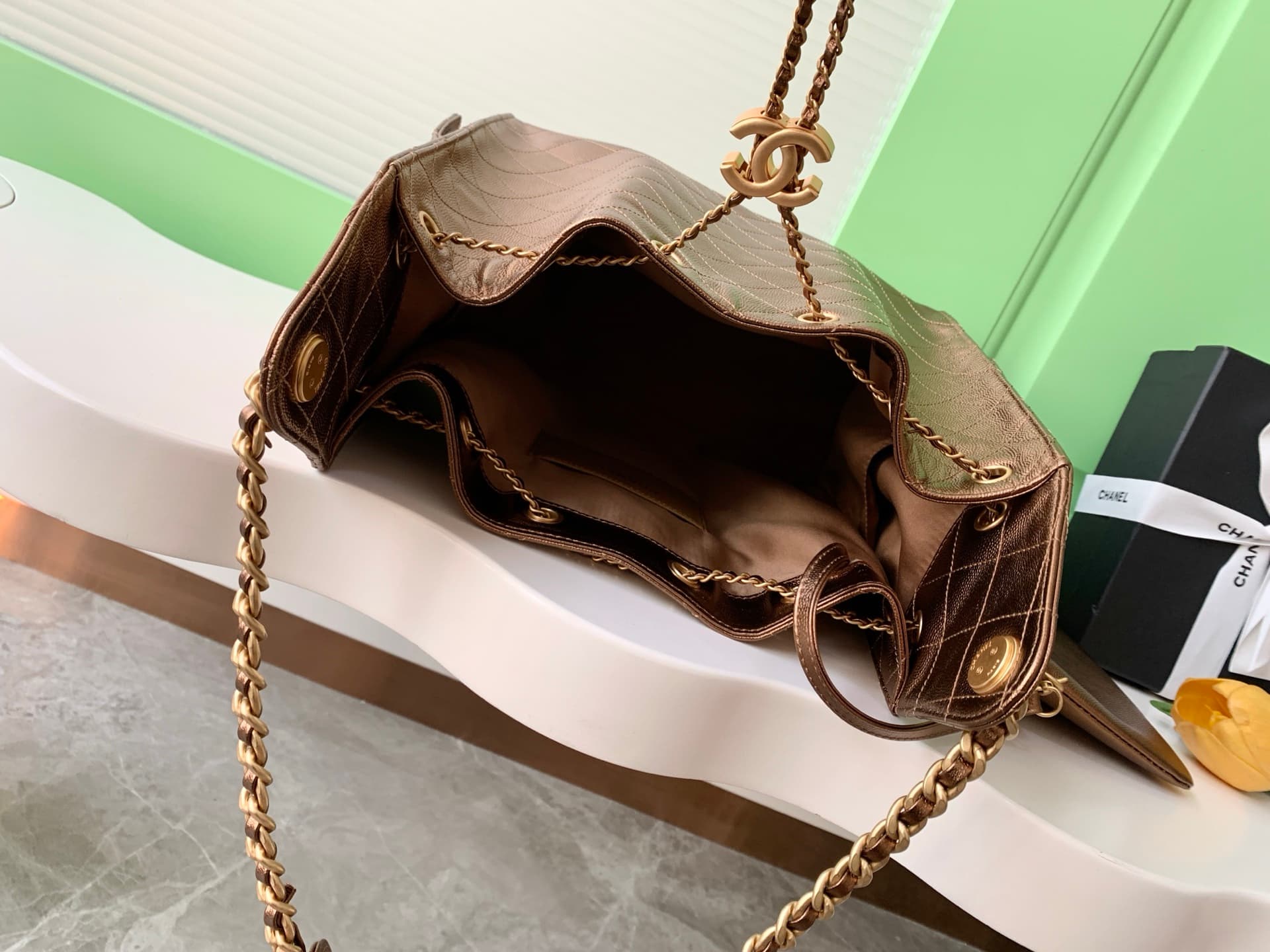 Chanel 25 Medium Hobo Medium handbag AS5311 Grained Calfskin & Gold-tone Metal Dark Gold A