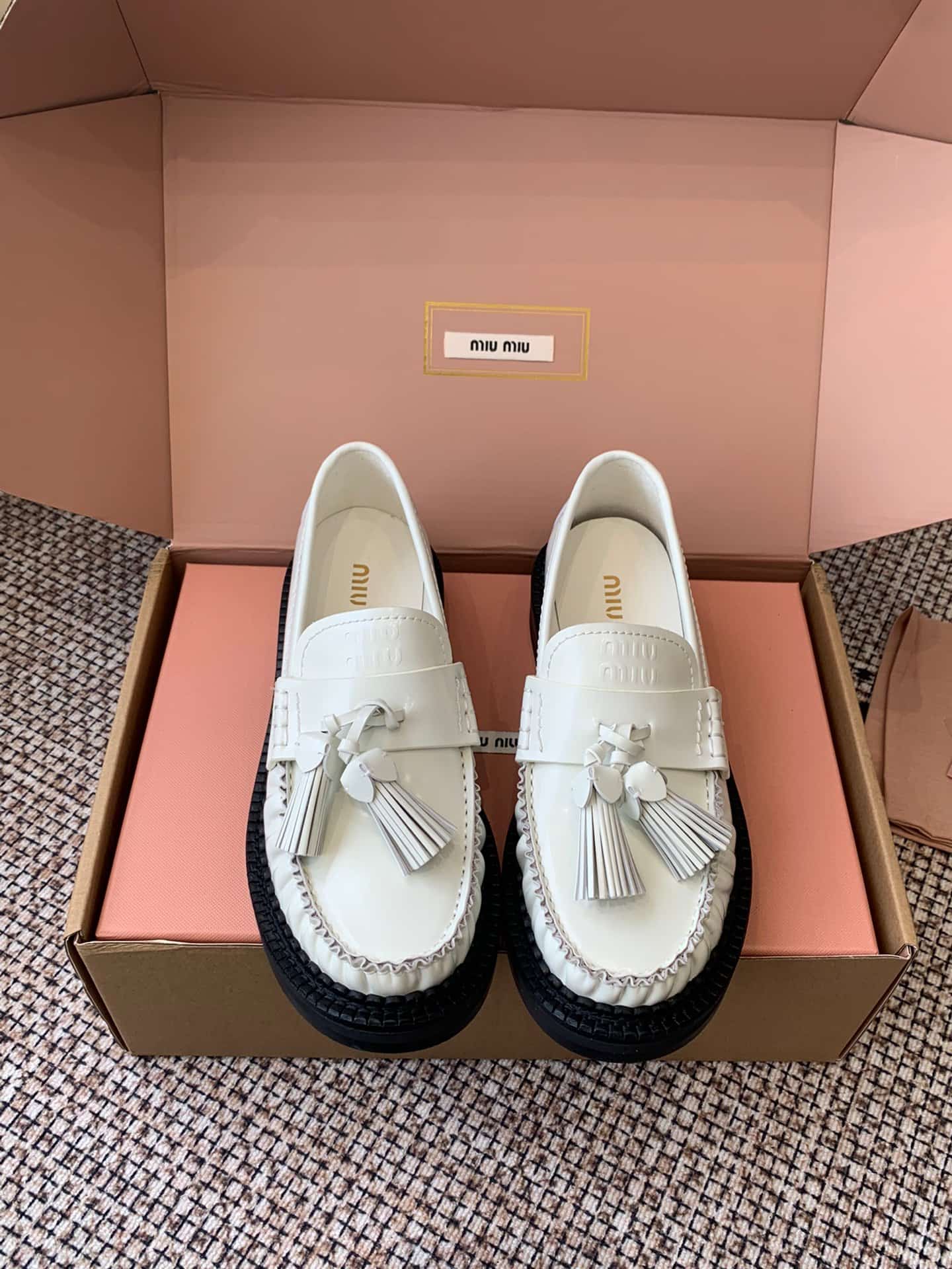 Miu Miu Tassel Loafers In Polished Leather Women