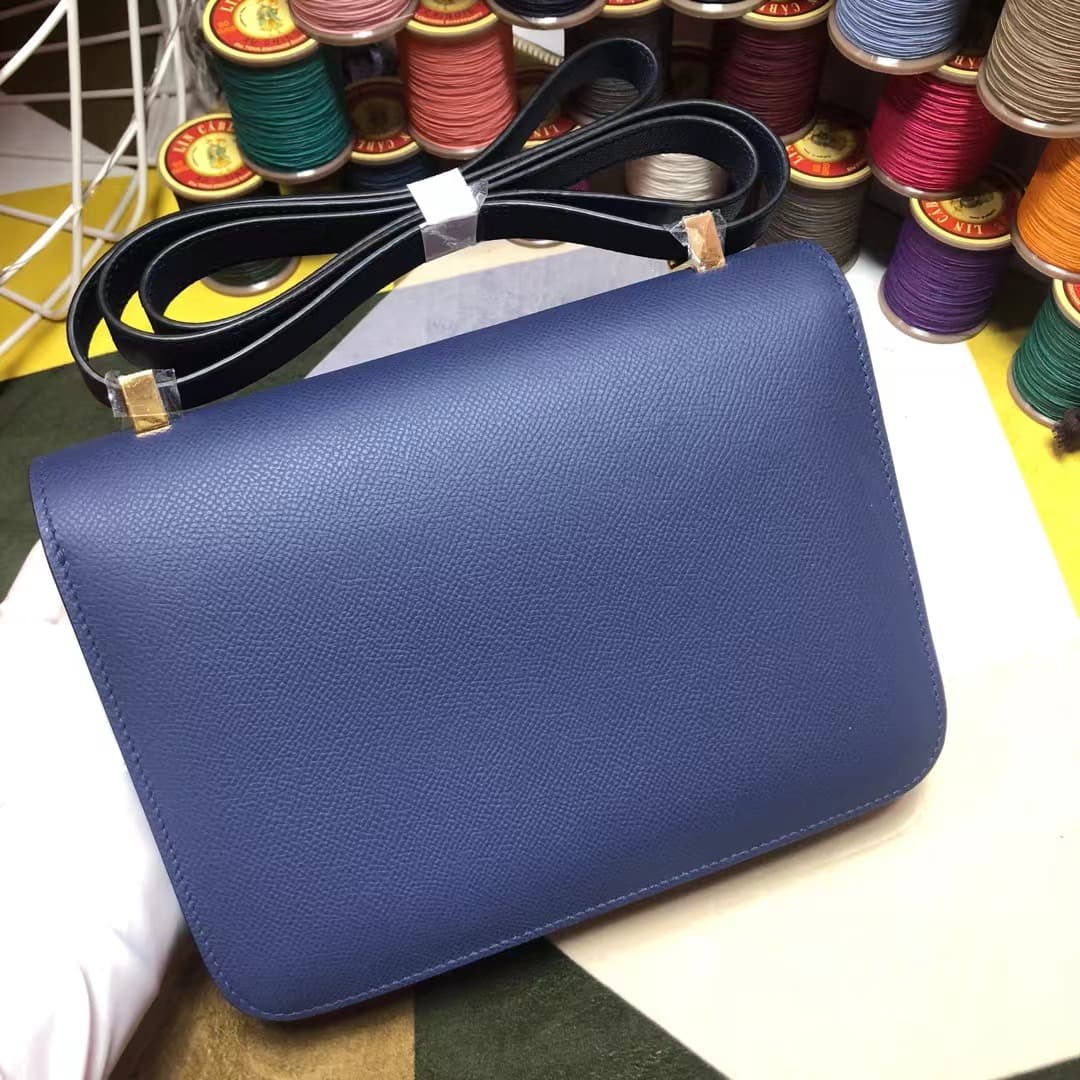 Hermes Mini Constance 18cm/24cm Epsom Bag WAX Navy Blue High