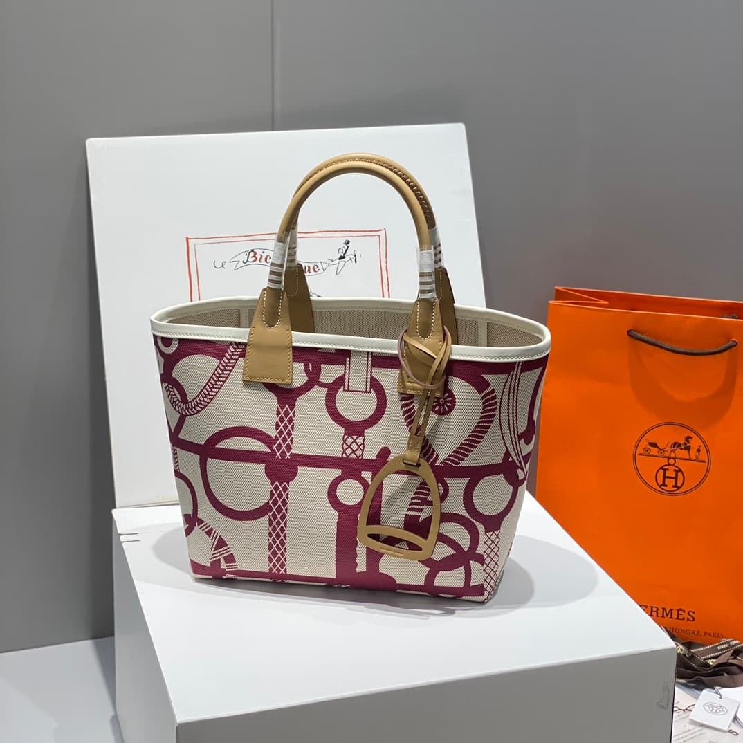 Hermes Steeple Bags Leather with Canvas WAX High