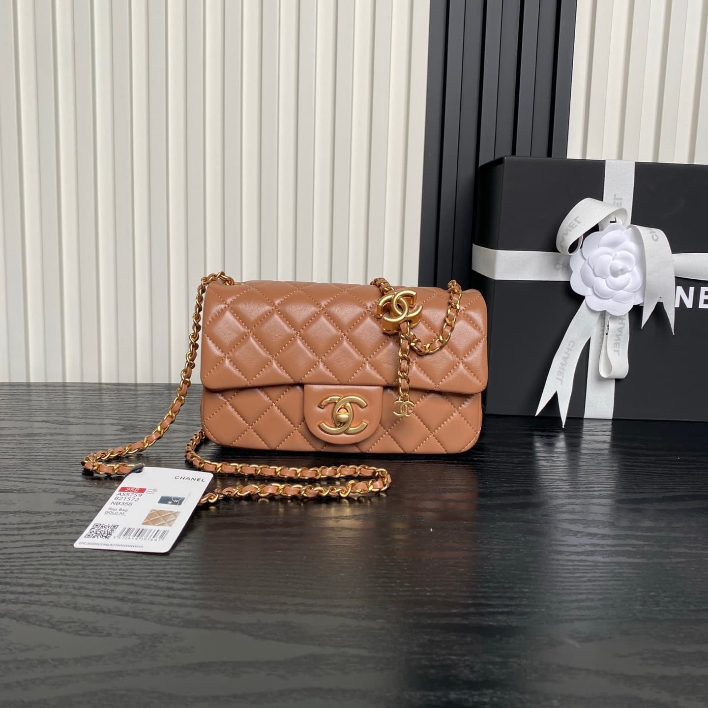 Chanel Classic Flap Bag Lambskin & Gold-Tone Metal AS5759 Tan A
