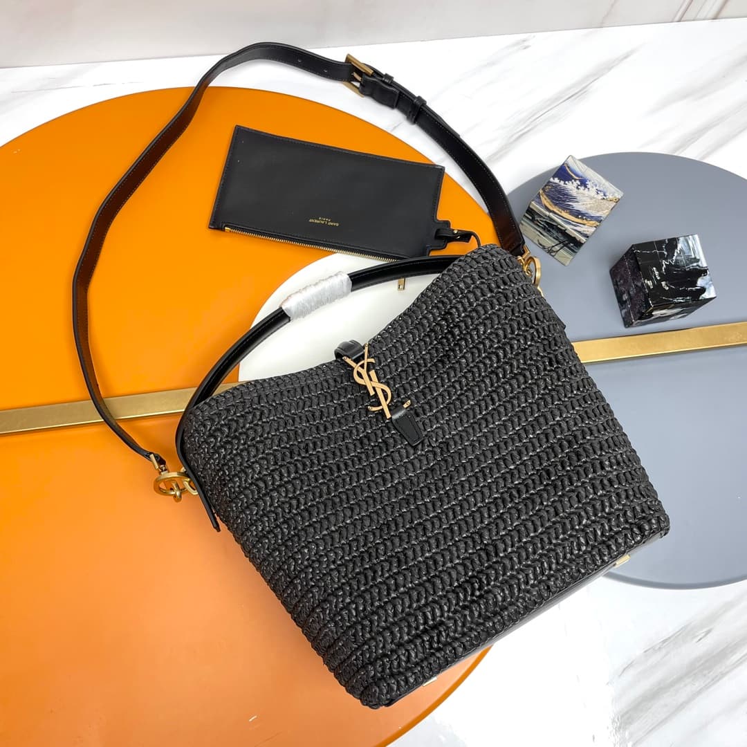LE 37 in woven raffia and vegetable-tanned leather 773991 BLACK High