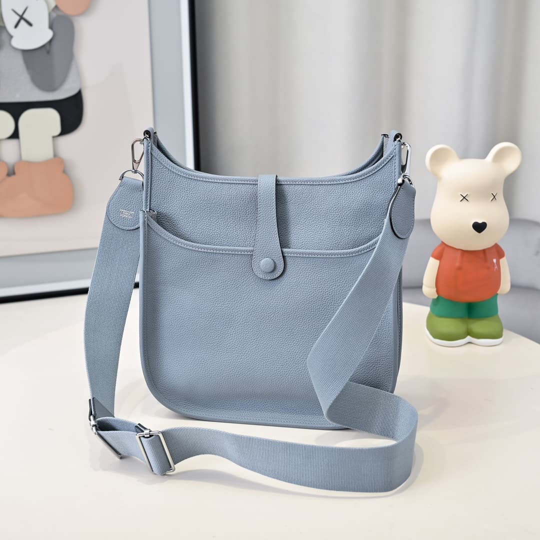 Hermes Evelyne III PM Bag Clemence Leather In Light Blue High