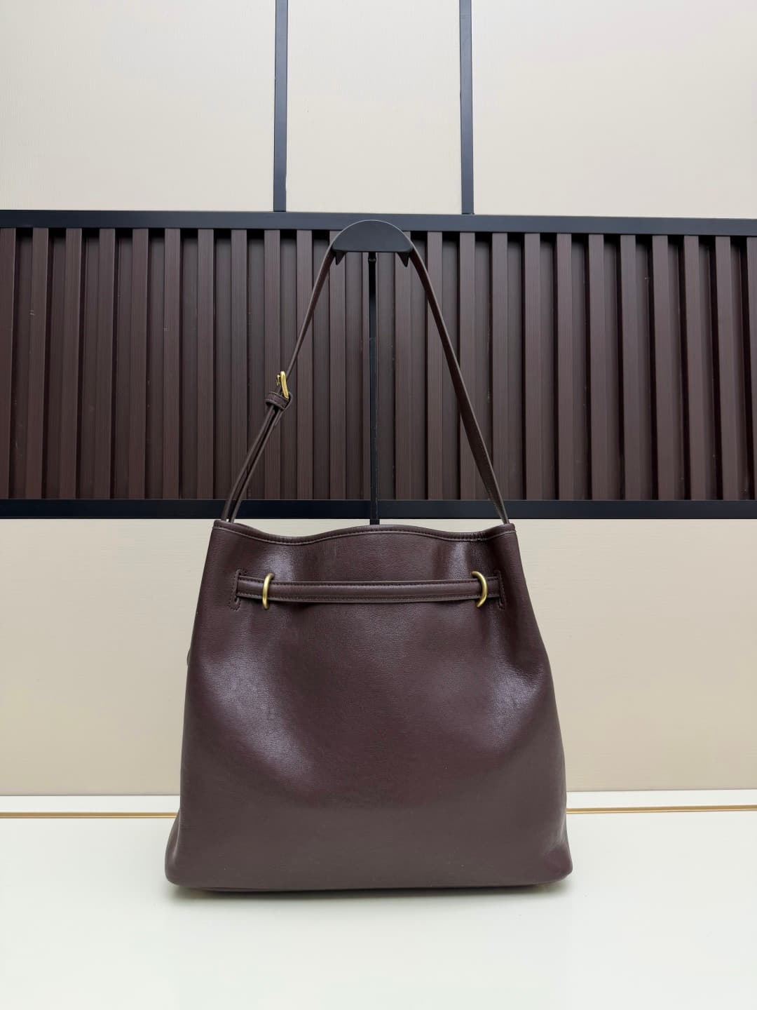 Miu Miu Aventure Calfskin Leather Bucket Bag Dark Brown High