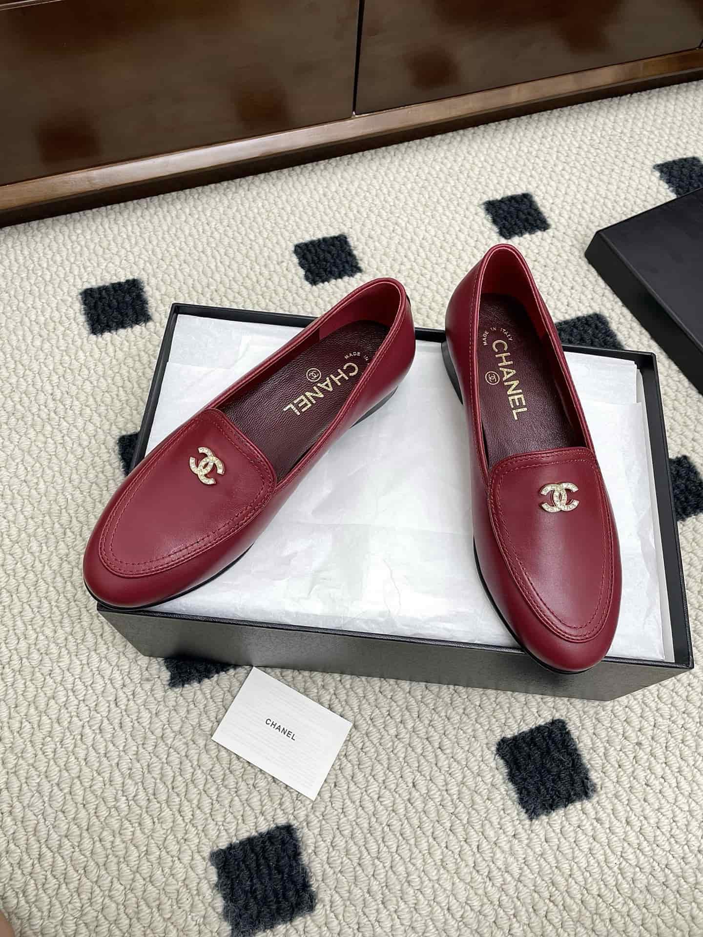 Chanel Lambskin CC Mocassin Loafers shoes Women