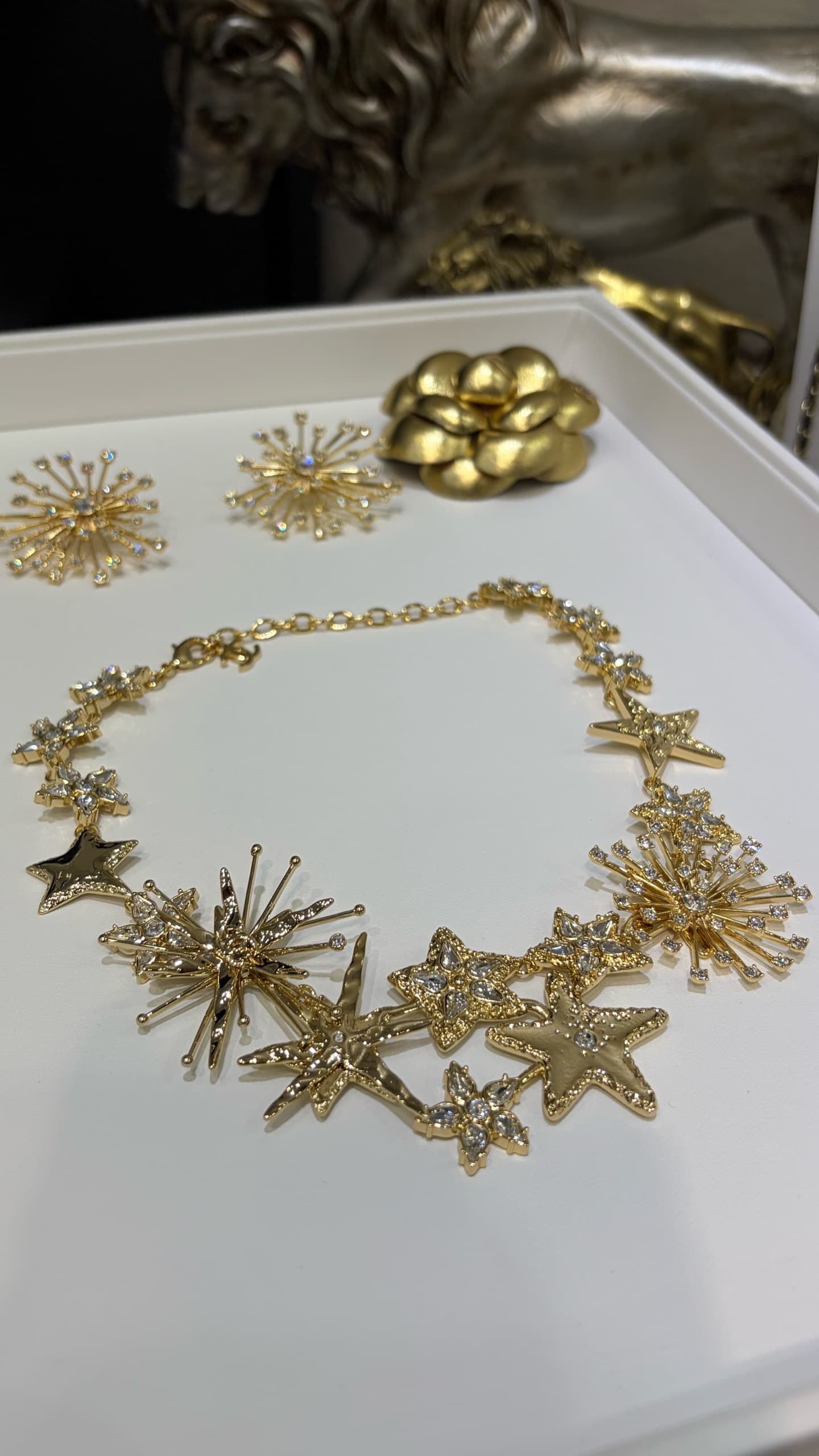 Chanel Necklace Metal & Strass Golden & Crystal High
