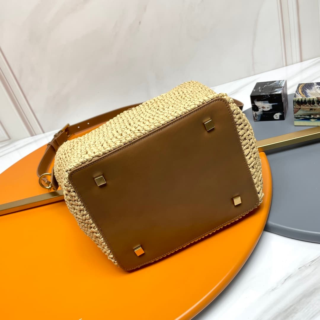 LE 37 in woven raffia and vegetable-tanned leather 773991 NATUREL AND BRICK High