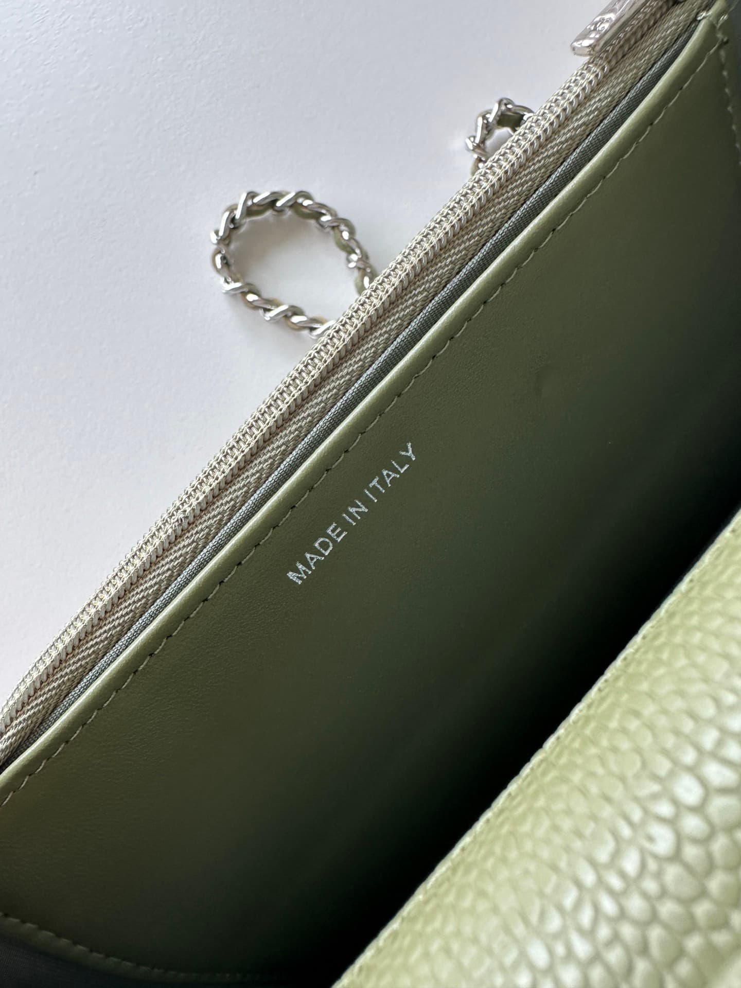 Chanel Classic Wallet on Chain Grained Shiny Calfskin & Silver-Tone Metal AP4241 Dark Green High