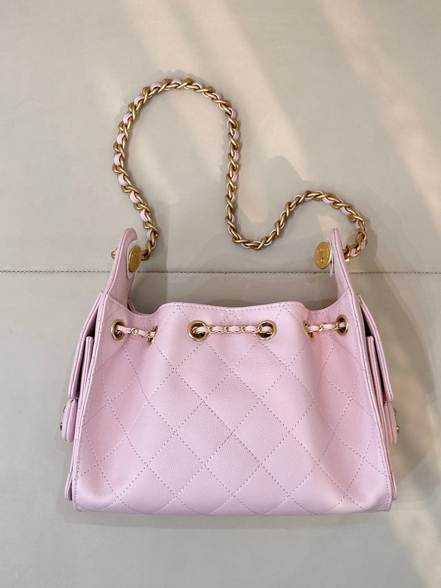 CHANEL 25 Mini Handbag AS5631 Grained Calfskin & Gold-tone Metal Light Pink TOP
