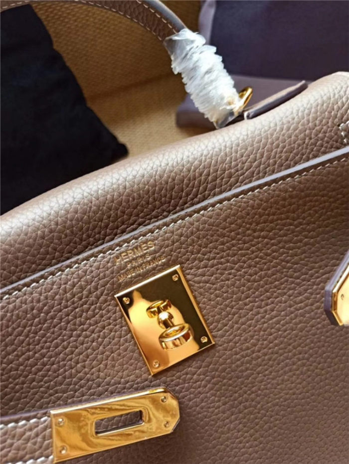 Hermes Kelly 25/28 Retourne Bag Calfskin In Etoupe High