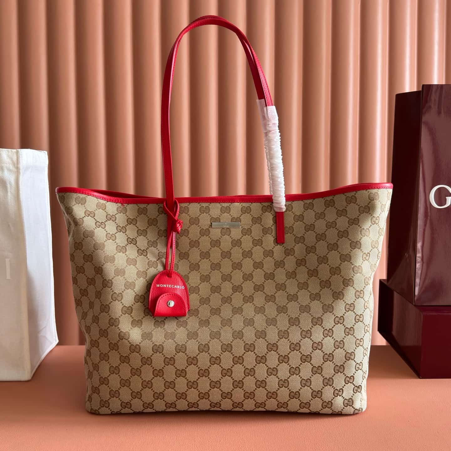 Gucci Tribeca large tote bag sand and brown GG canvas A0034D High