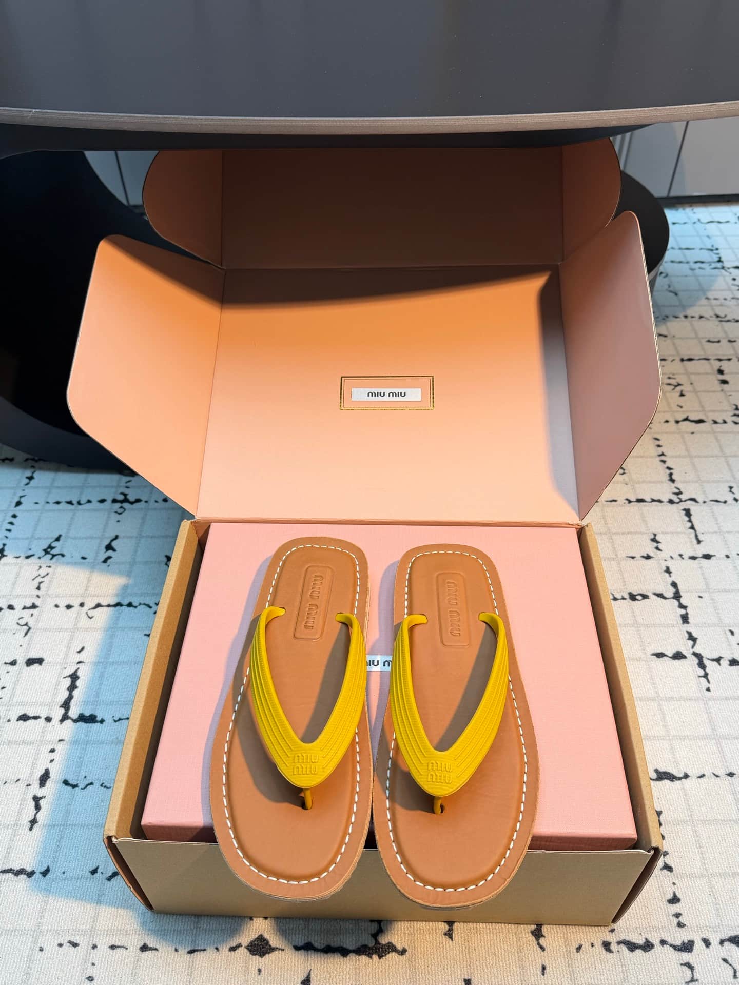 Miu Miu Logo Flat Thong Sandals