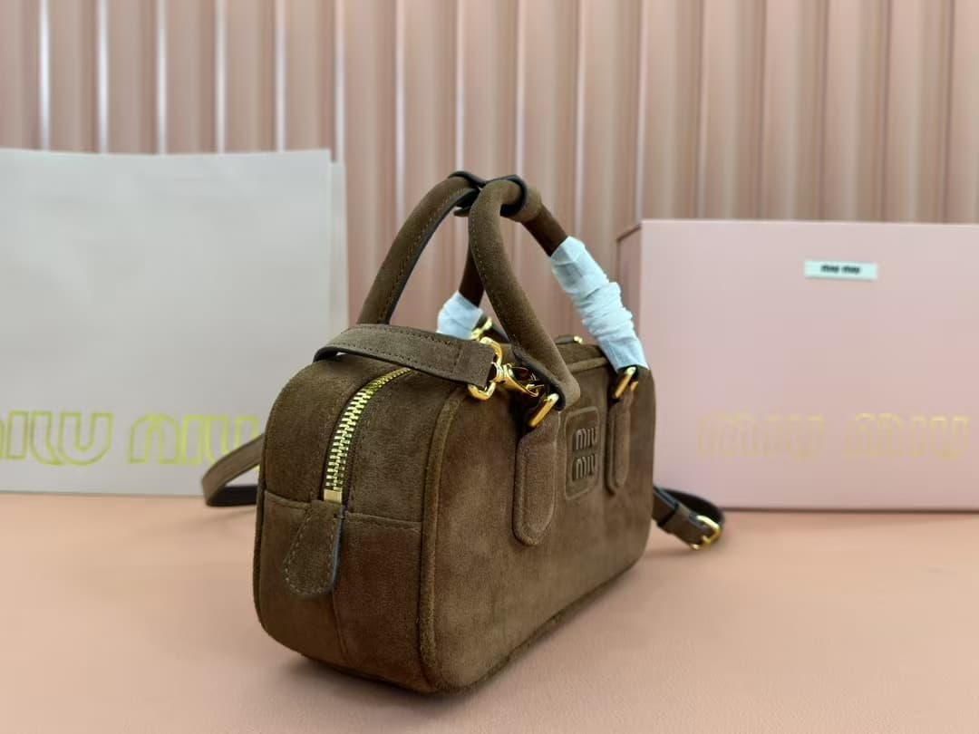 Miu Miu Arcadie padded suede top-handle bag High