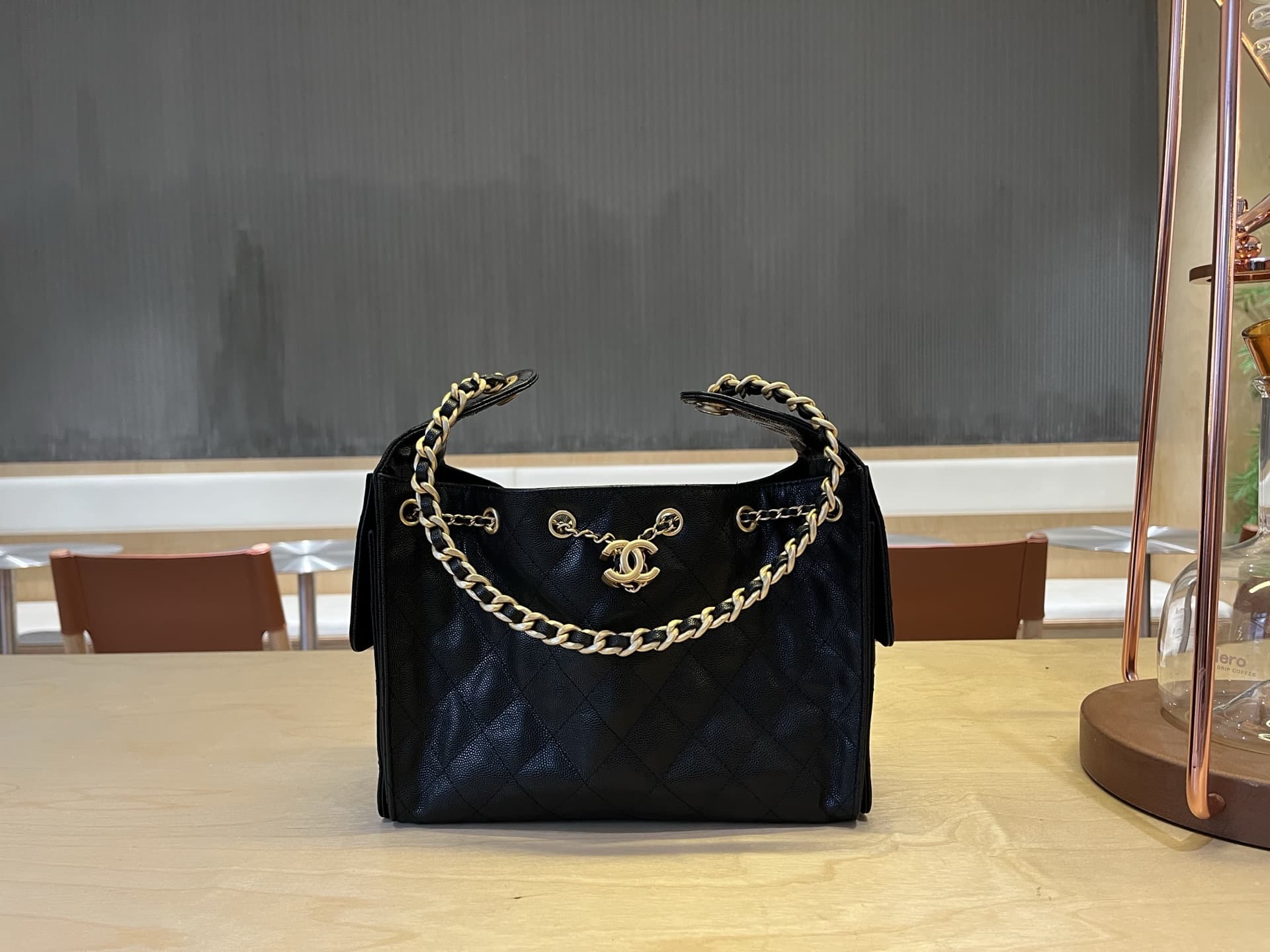 Chanel 25 Small Hobo handbag AS5293 Grained Calfskin & Gold-tone Metal Black A