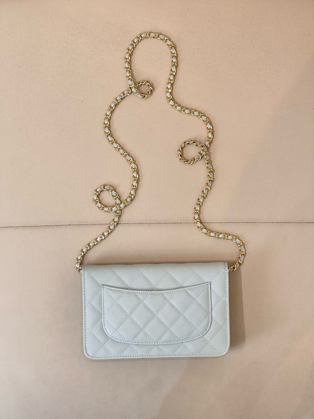 Chanel Wallet on Chain Grained Calfskin& Gold-tone Metal AP0250 Light Blue TOP