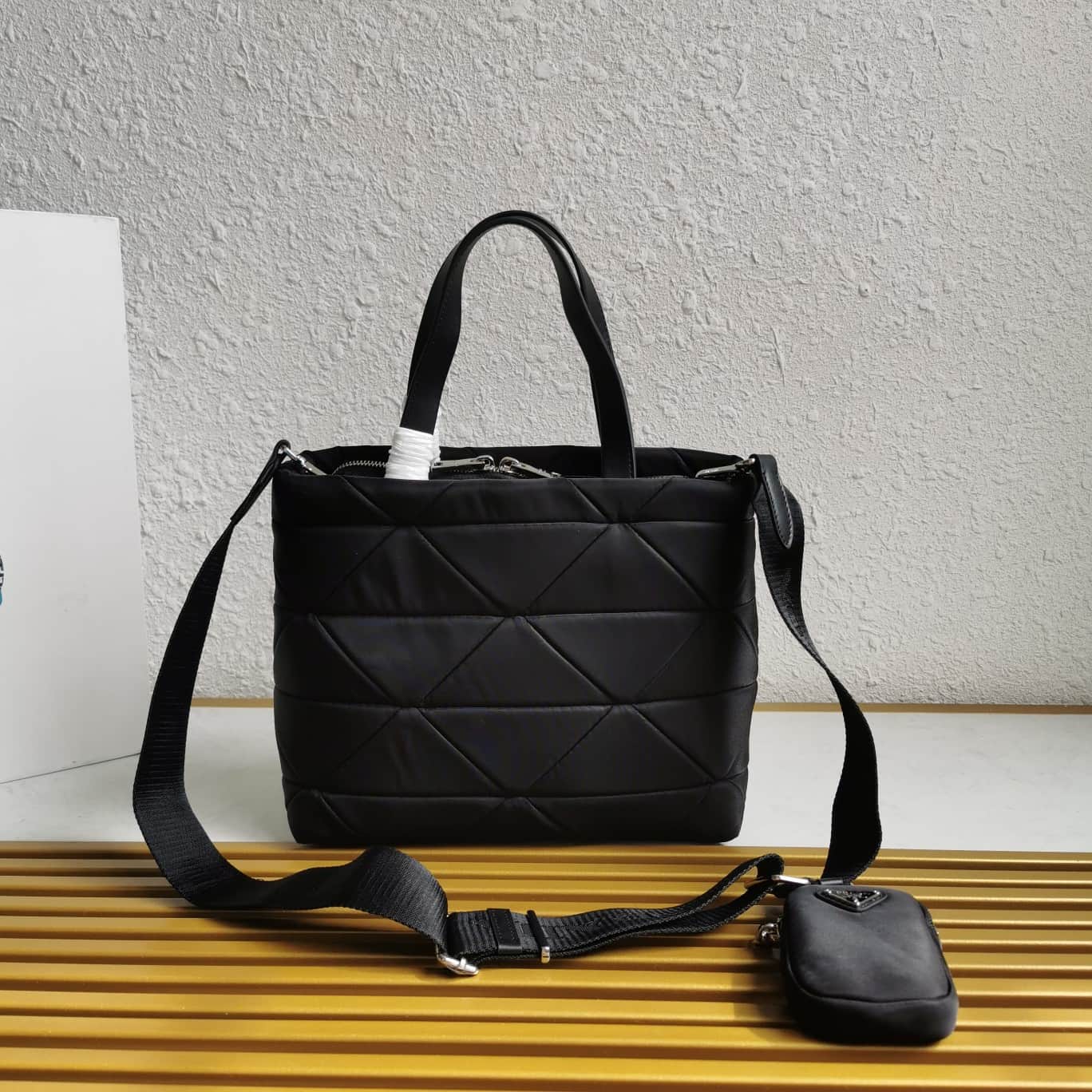 Prada Black padded Re-Nylon tote bag 1BG380 High