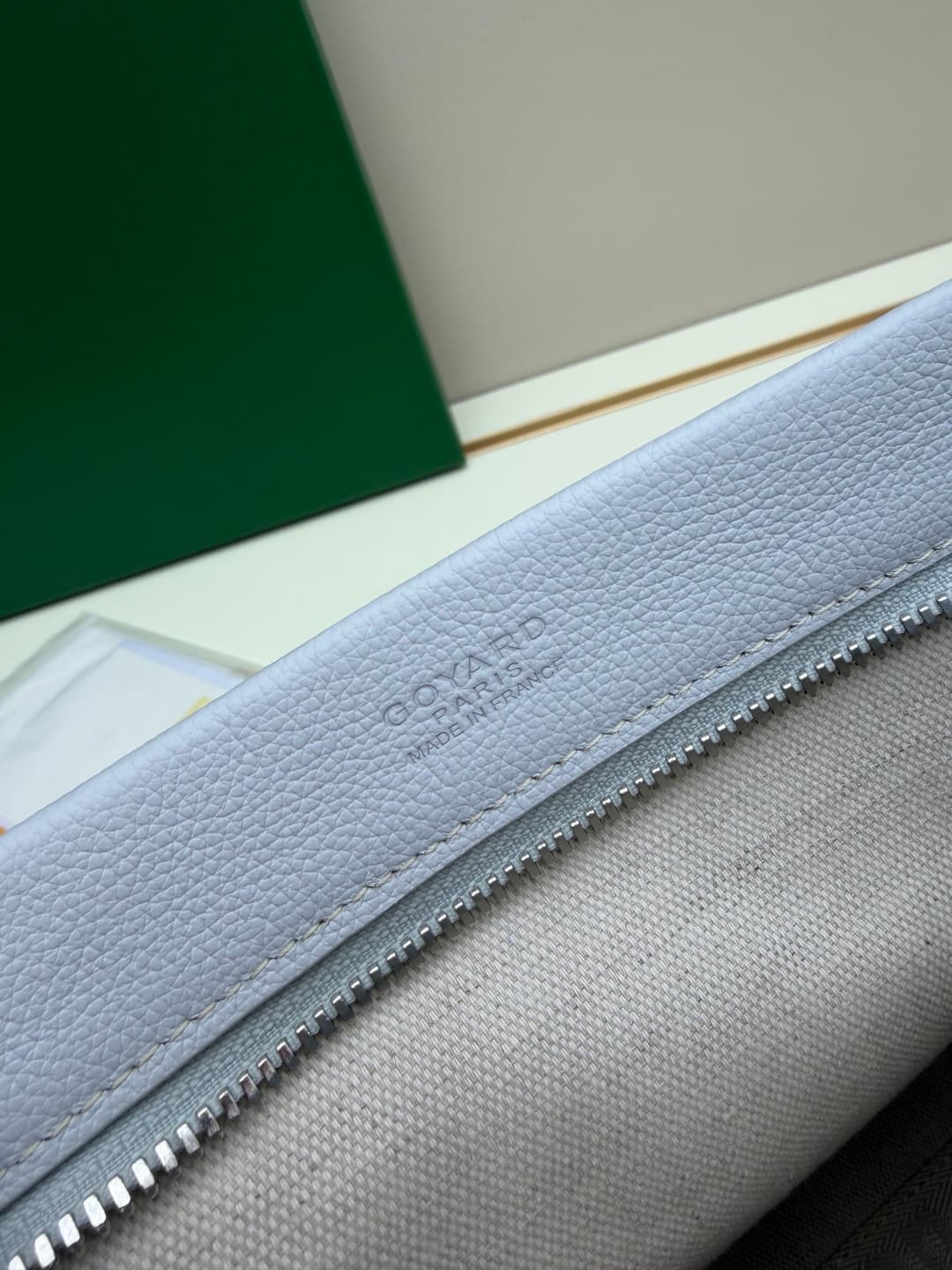 Goyard Conti pouch Goyardine canvas and Chevroches Calfskin Grey-Blue High