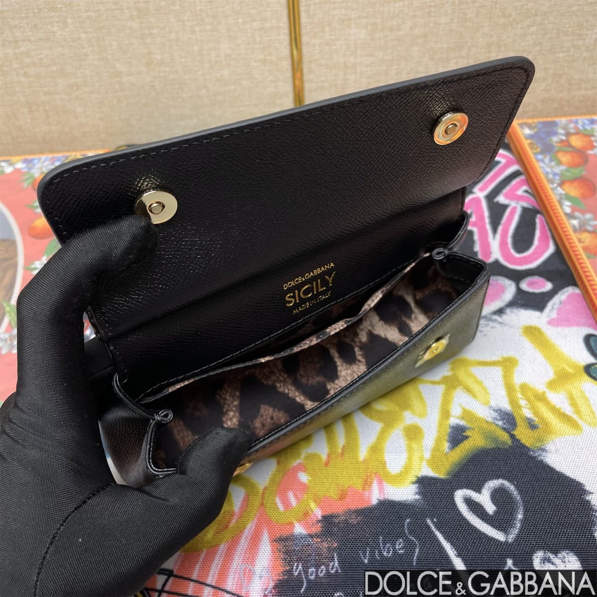 Dolce & Gabbana Miss Sicily top handle bag calfskin leather Black high